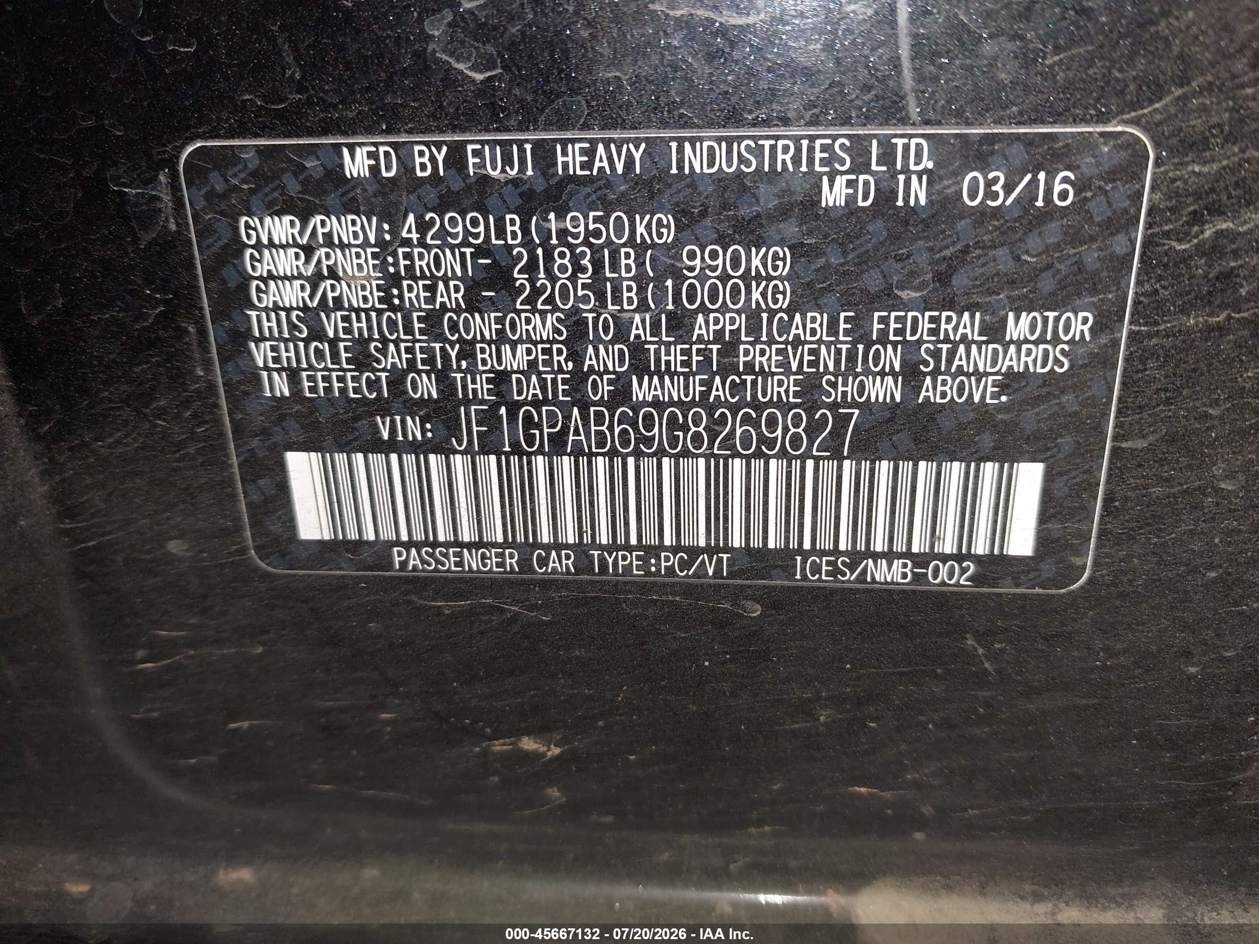 2016 Subaru Impreza 2.0i Premium Black vin: JF1GPAB69G8269827