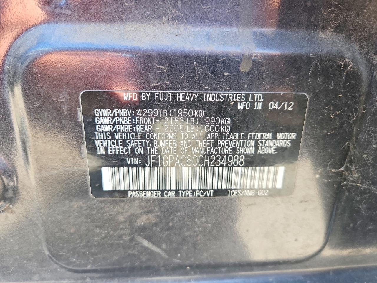 2012 Subaru Impreza Premium Gray vin: JF1GPAC60CH234988