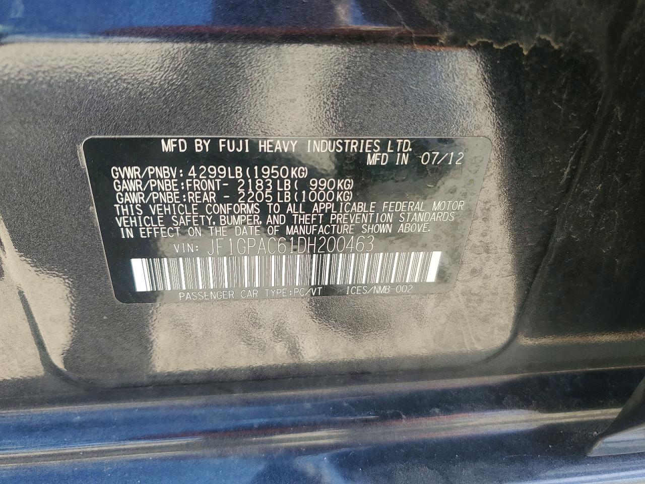 2013 Subaru Impreza Premium Серый vin: JF1GPAC61DH200463