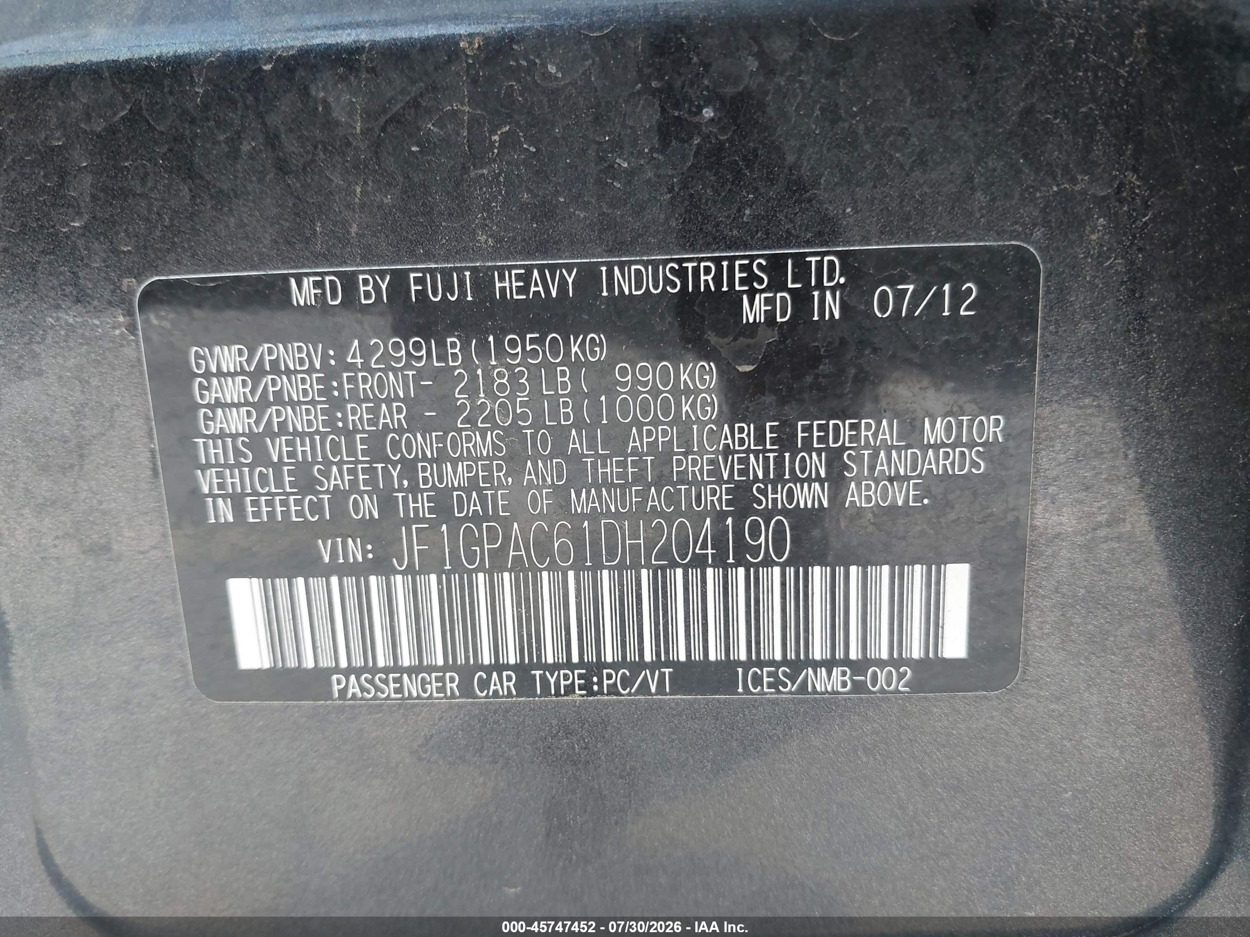 2013 Subaru Impreza 2.0i Premium Gray vin: JF1GPAC61DH204190