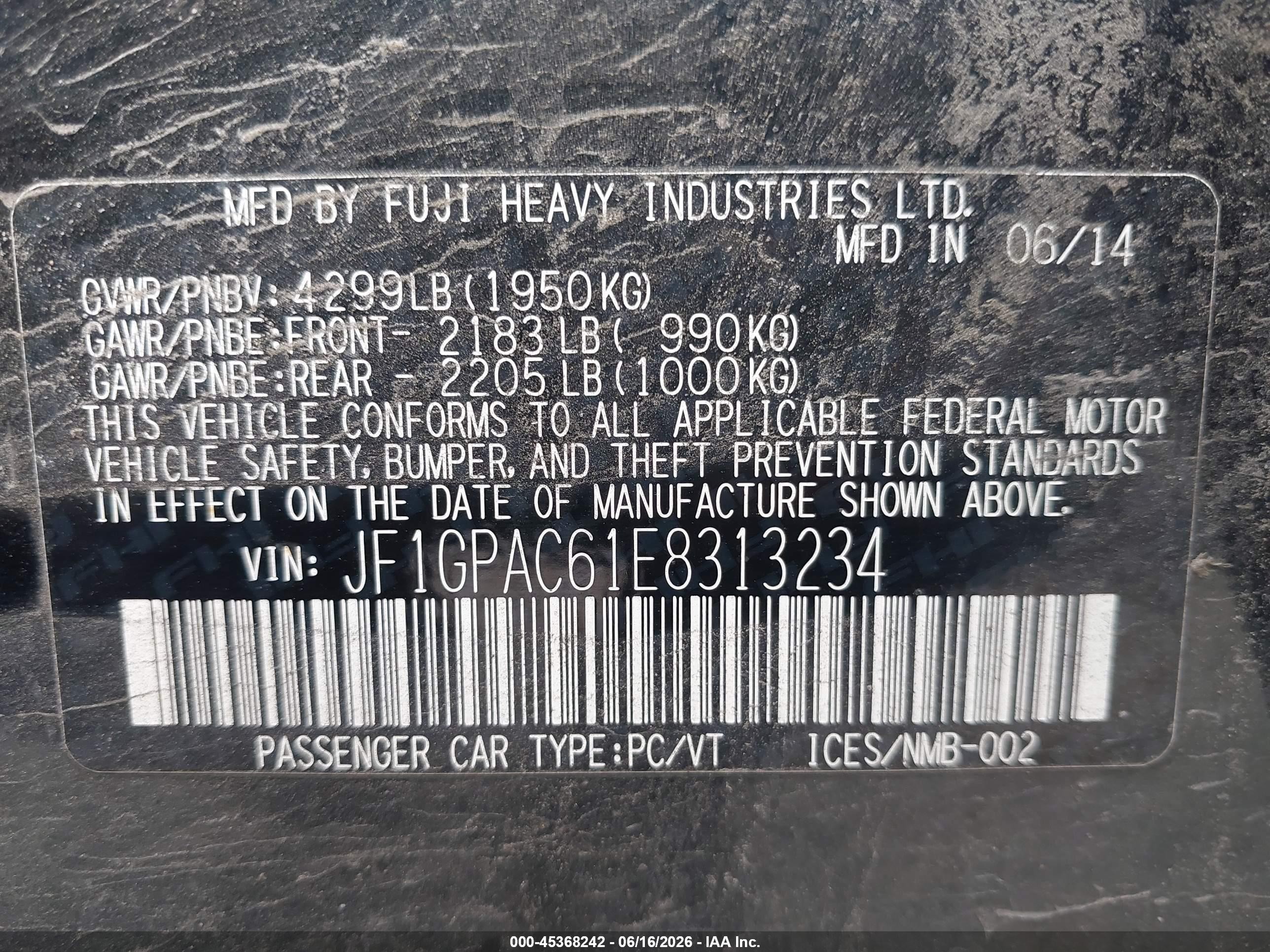 2014 Subaru Impreza 2.0i Premium Black vin: JF1GPAC61E8313234