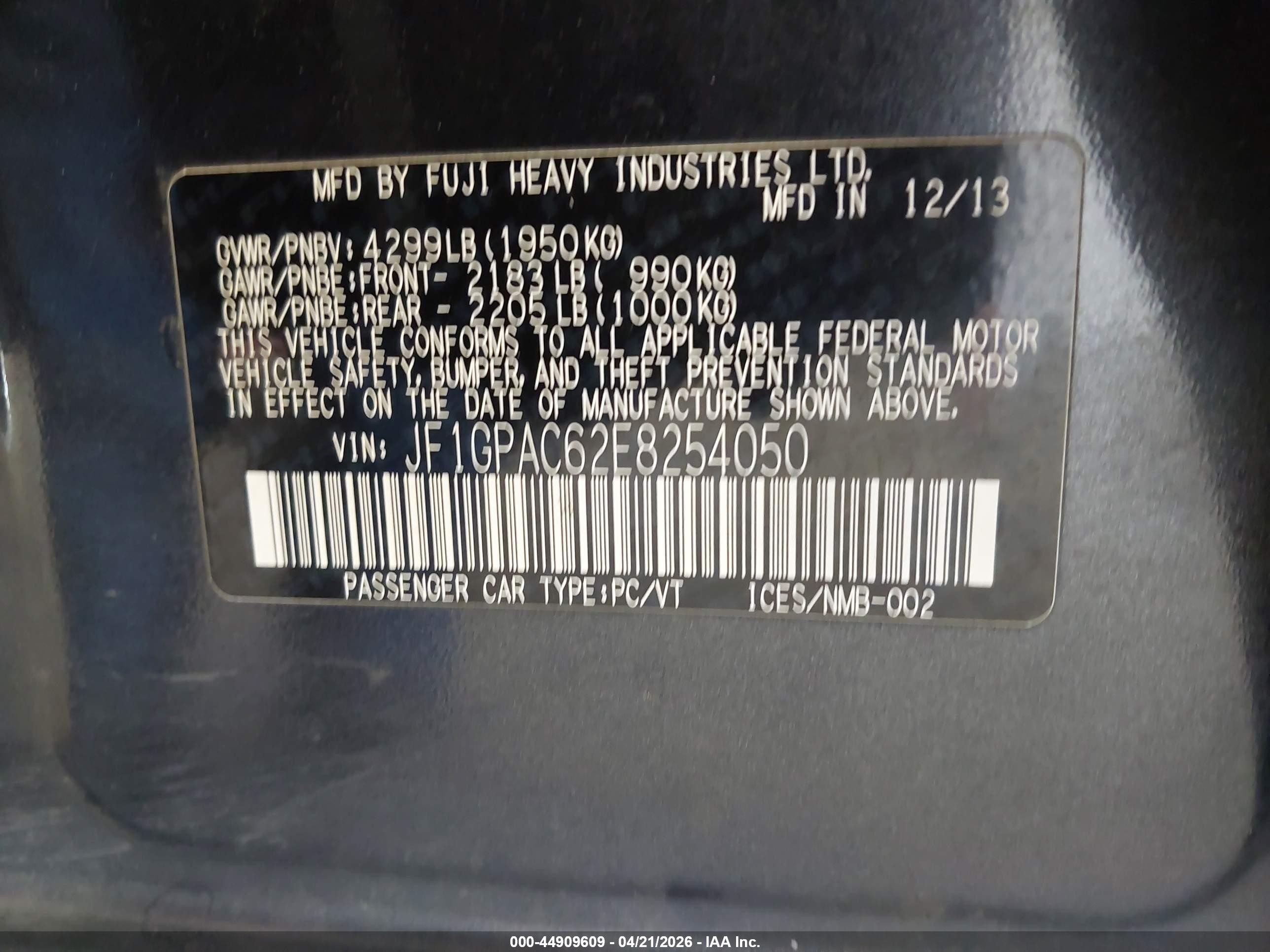 2014 Subaru Impreza 2.0i Premium Серый vin: JF1GPAC62E8254050