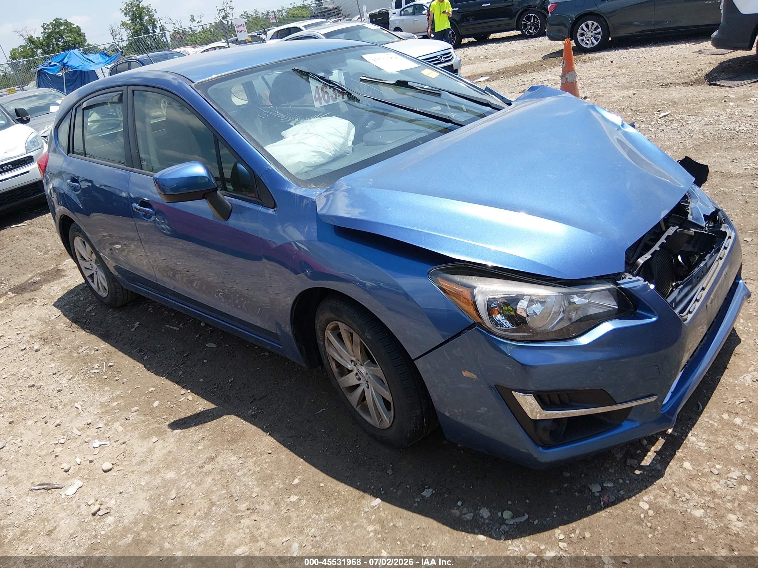 2015 Subaru Impreza 2.0i Premium Blue vin: JF1GPAC62F8207716