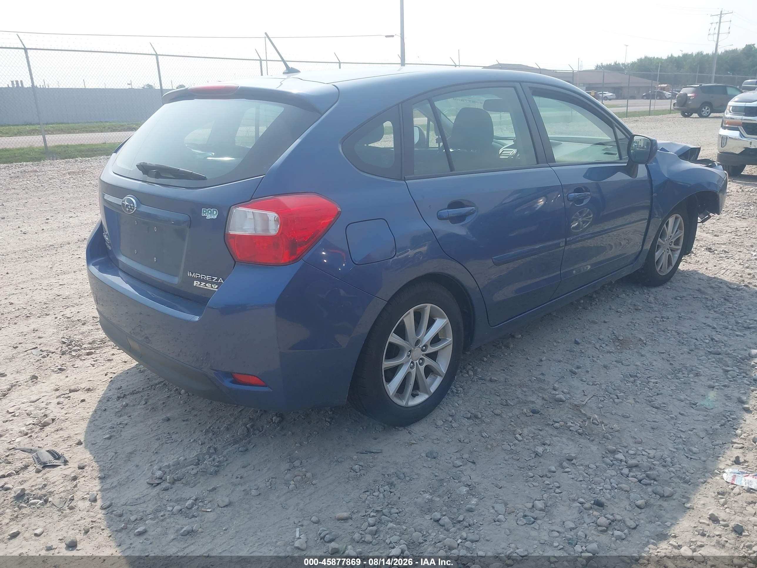 2013 Subaru Impreza 2.0i Premium Light Blue vin: JF1GPAC63DH820702