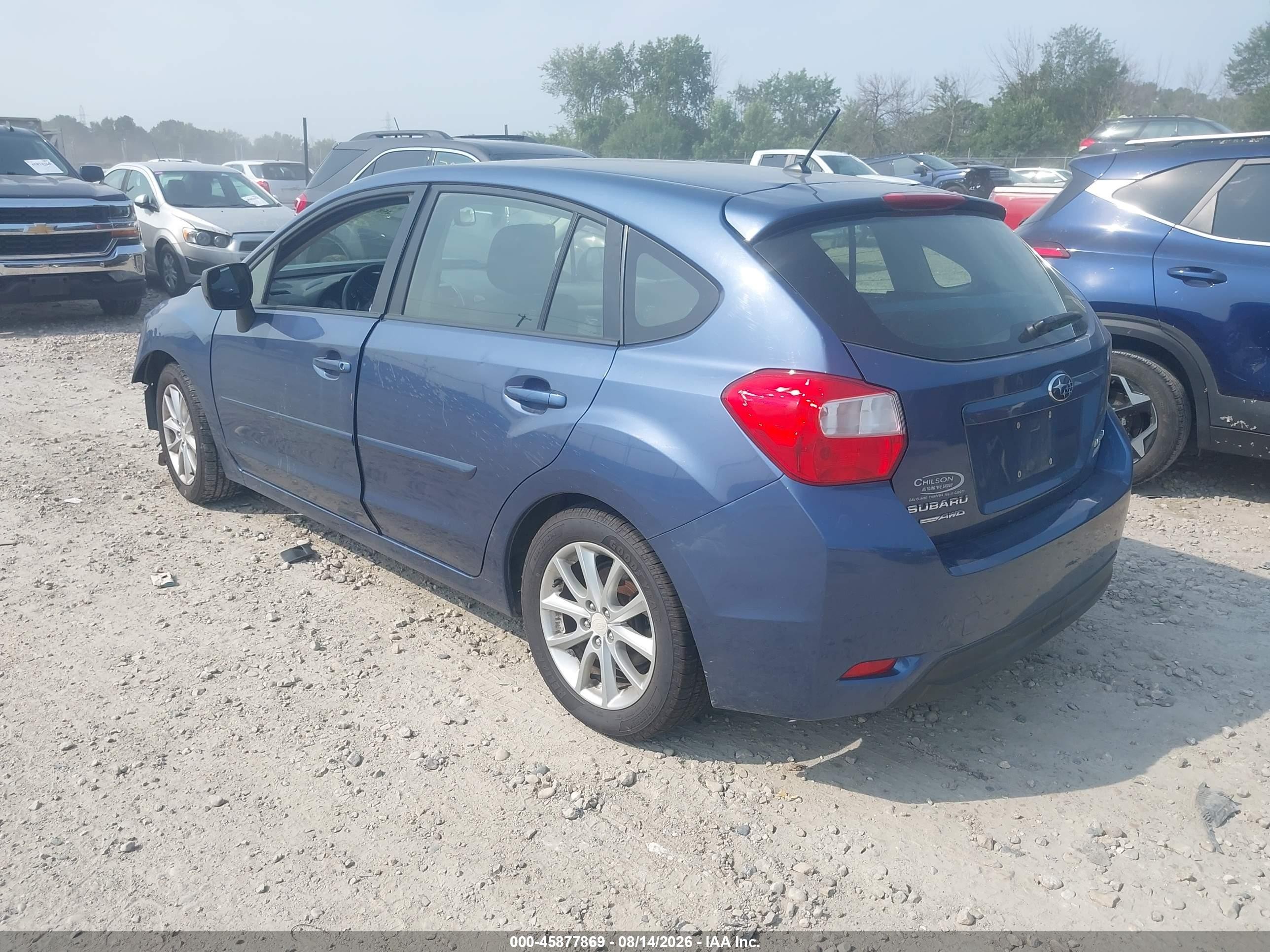 2013 Subaru Impreza 2.0i Premium Light Blue vin: JF1GPAC63DH820702