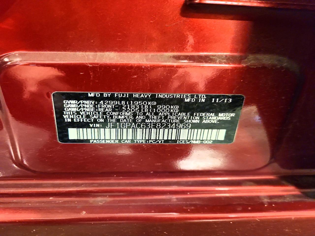 2014 Subaru Impreza Premium Maroon vin: JF1GPAC63E8234969