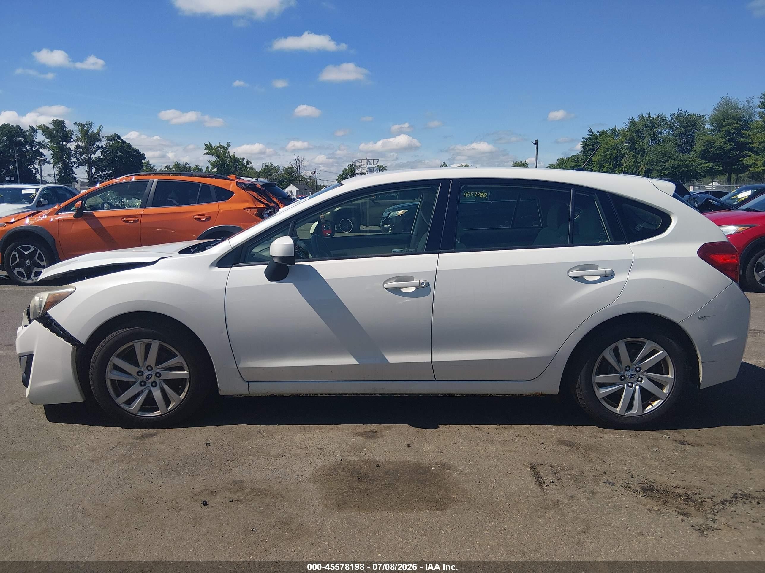 2015 Subaru Impreza 2.0i Premium White vin: JF1GPAC63F8205117