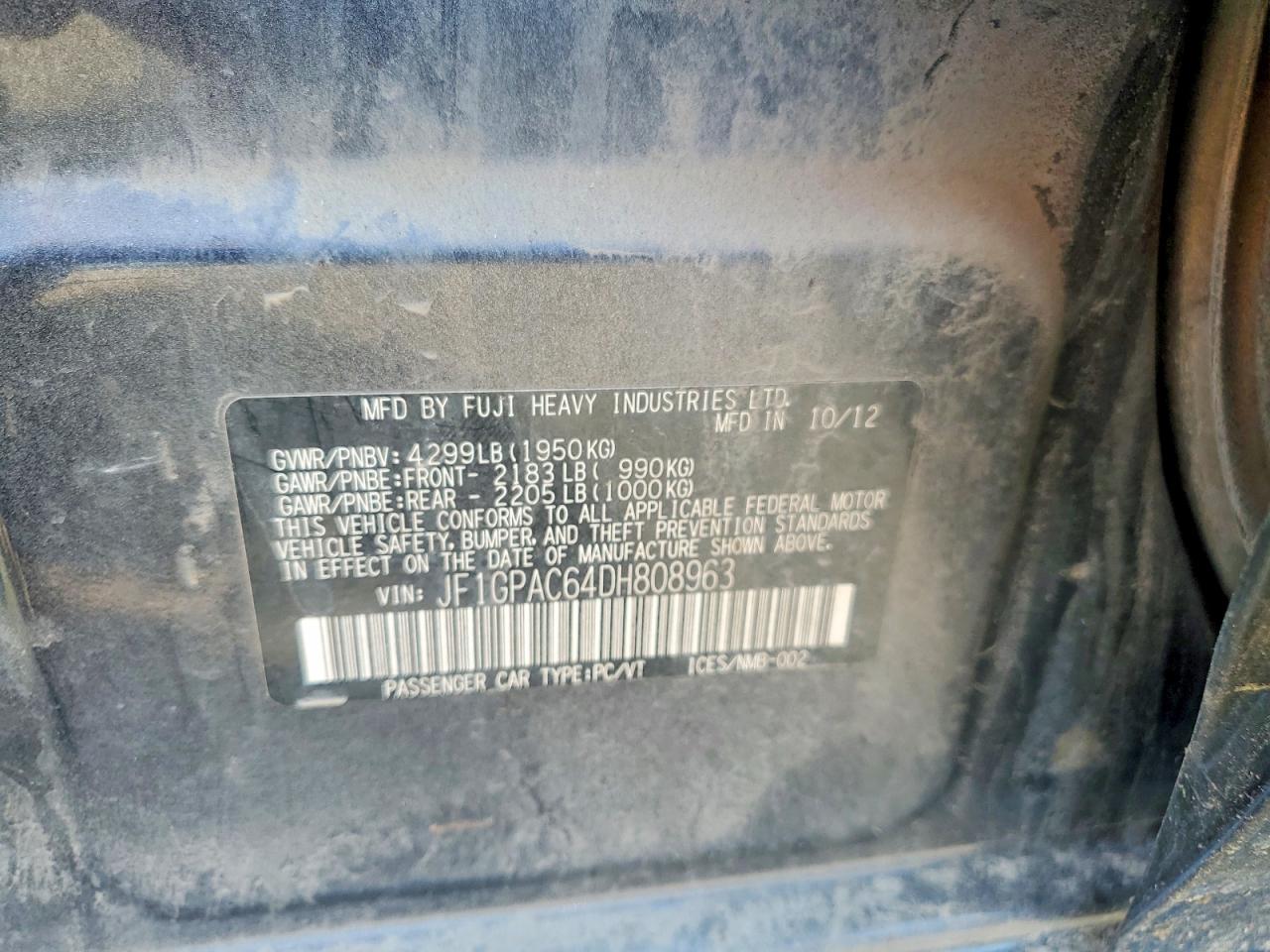 2013 Subaru Impreza Premium Gray vin: JF1GPAC64DH808963