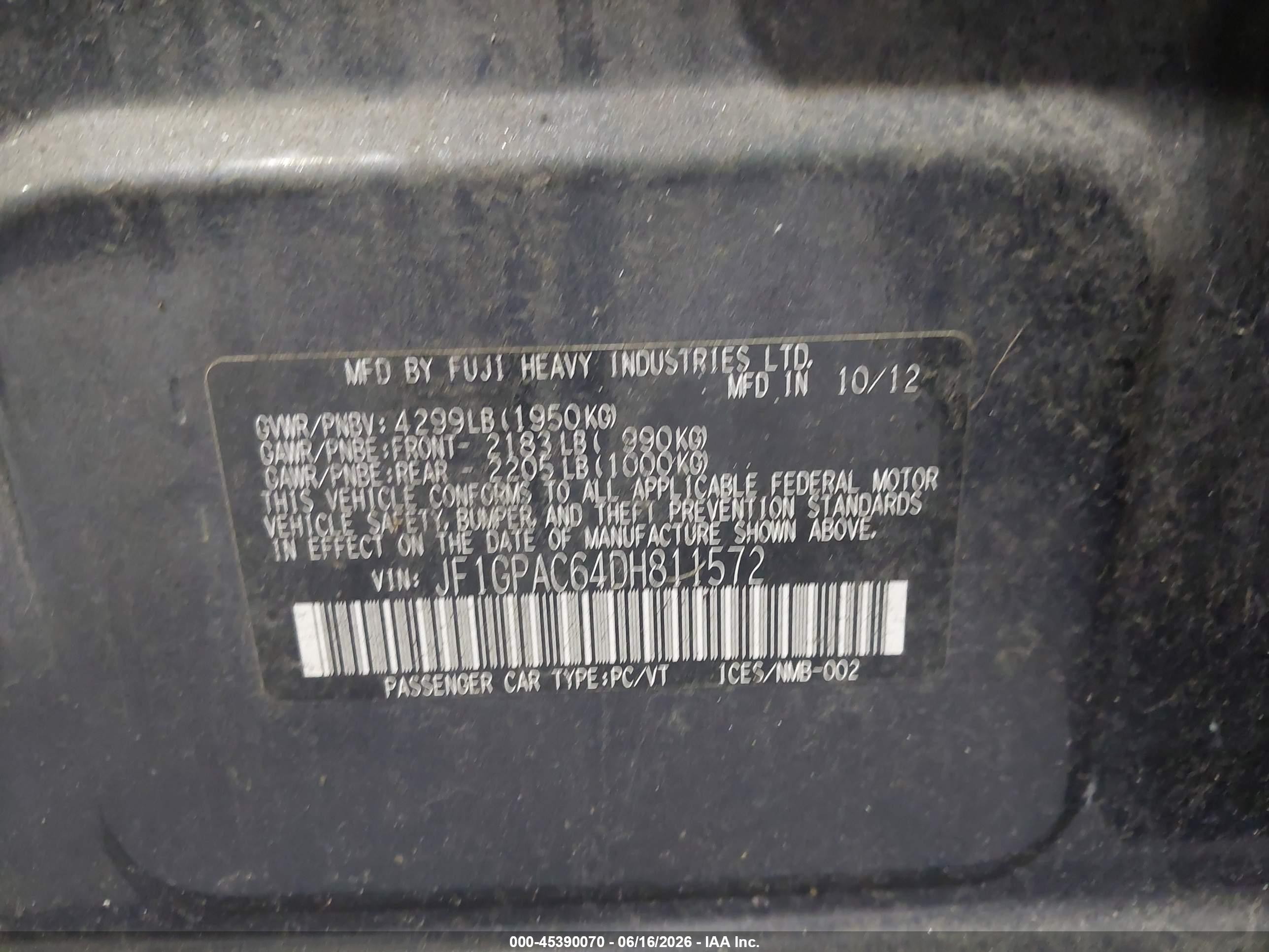 2013 Subaru Impreza 2.0i Premium Gray vin: JF1GPAC64DH811572