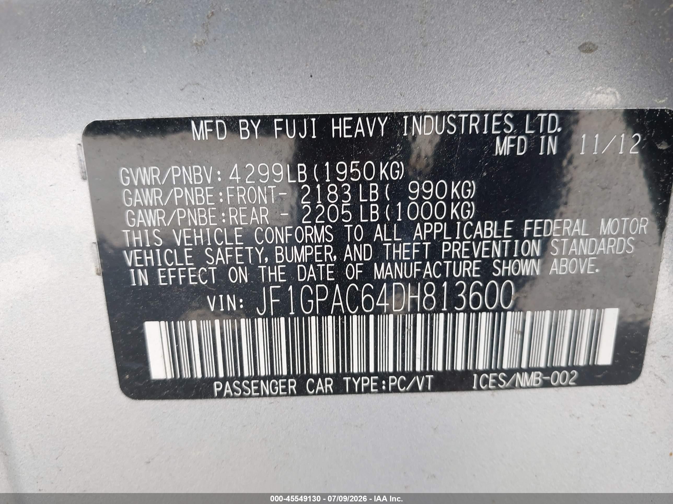 2013 Subaru Impreza 2.0i Premium Серебряный vin: JF1GPAC64DH813600