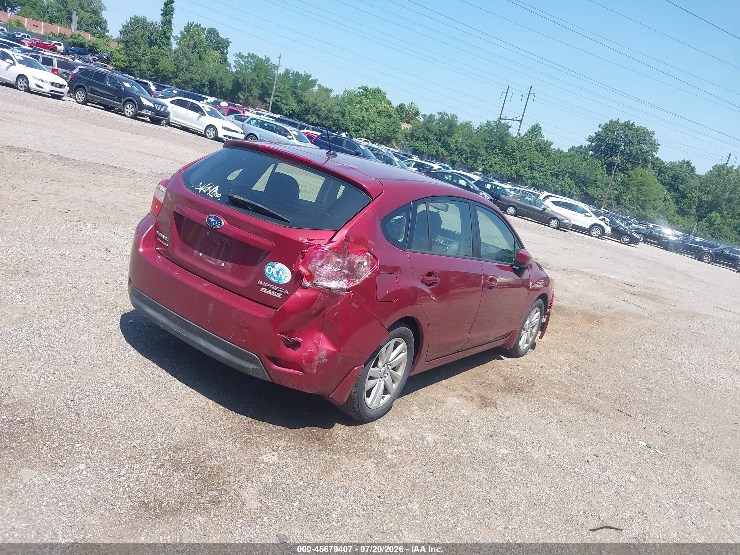2015 Subaru Impreza 2.0i Premium Burgundy vin: JF1GPAC64F8205367