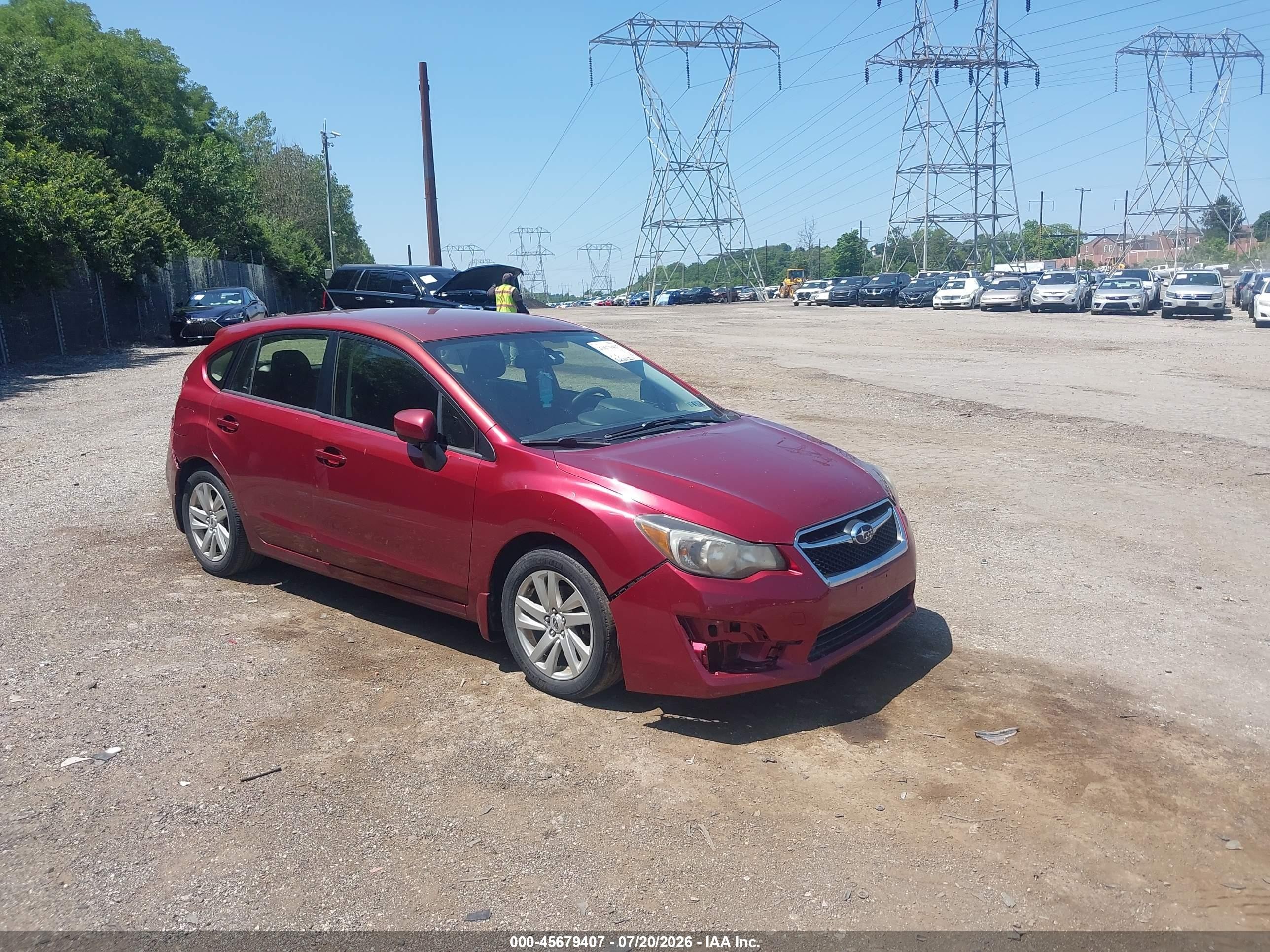 2015 Subaru Impreza 2.0i Premium Burgundy vin: JF1GPAC64F8205367