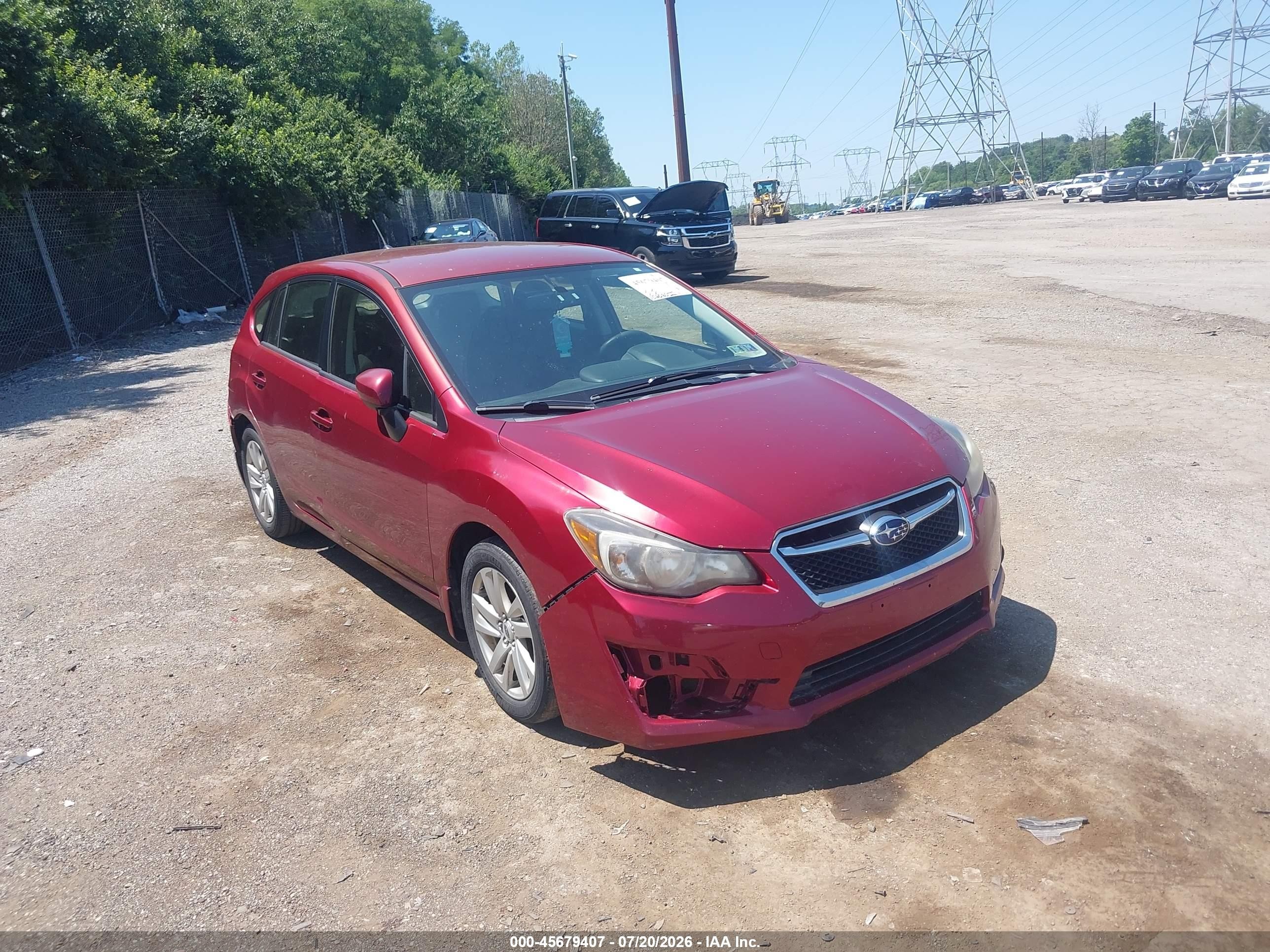 2015 Subaru Impreza 2.0i Premium Burgundy vin: JF1GPAC64F8205367