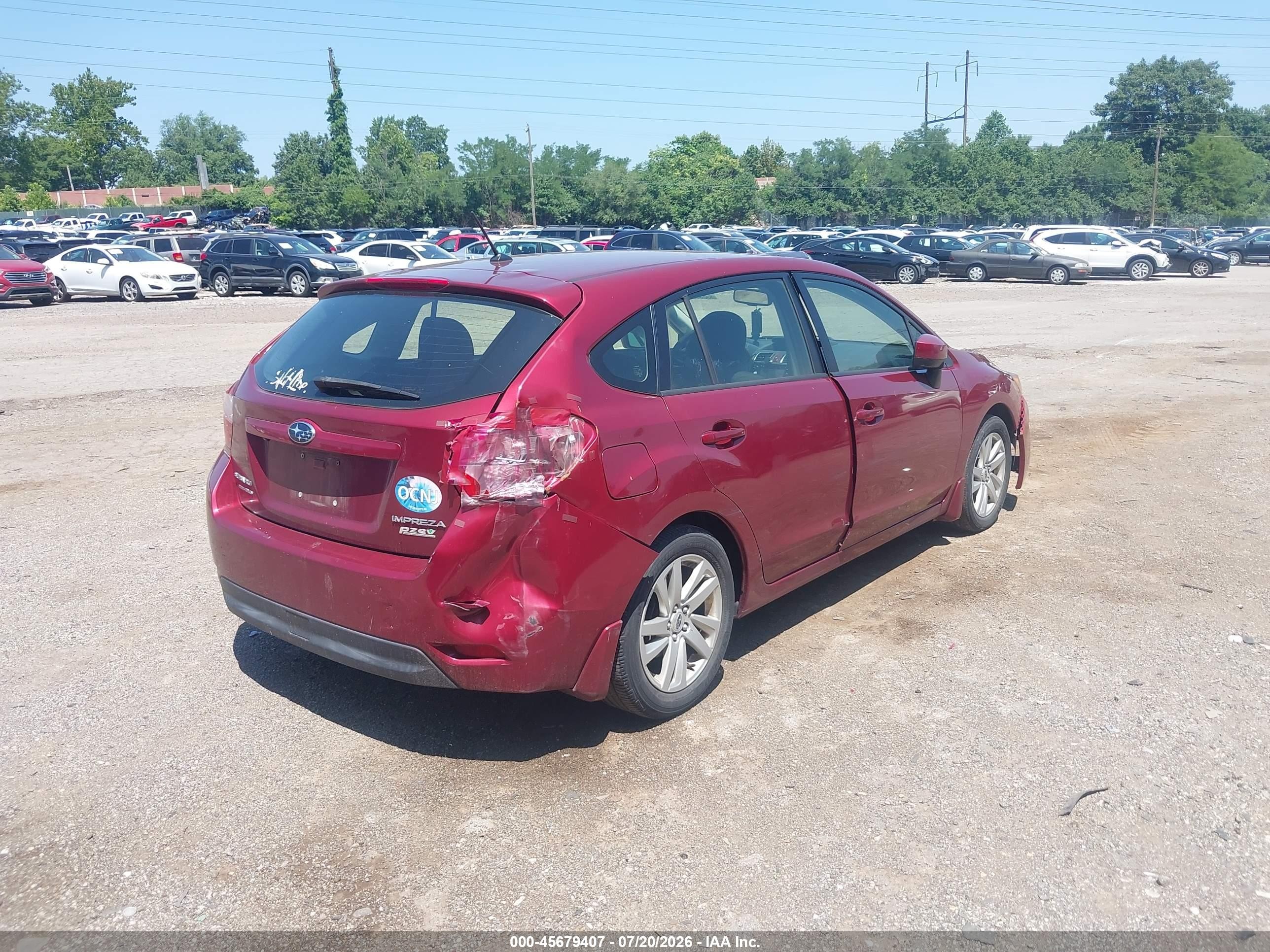 2015 Subaru Impreza 2.0i Premium Burgundy vin: JF1GPAC64F8205367