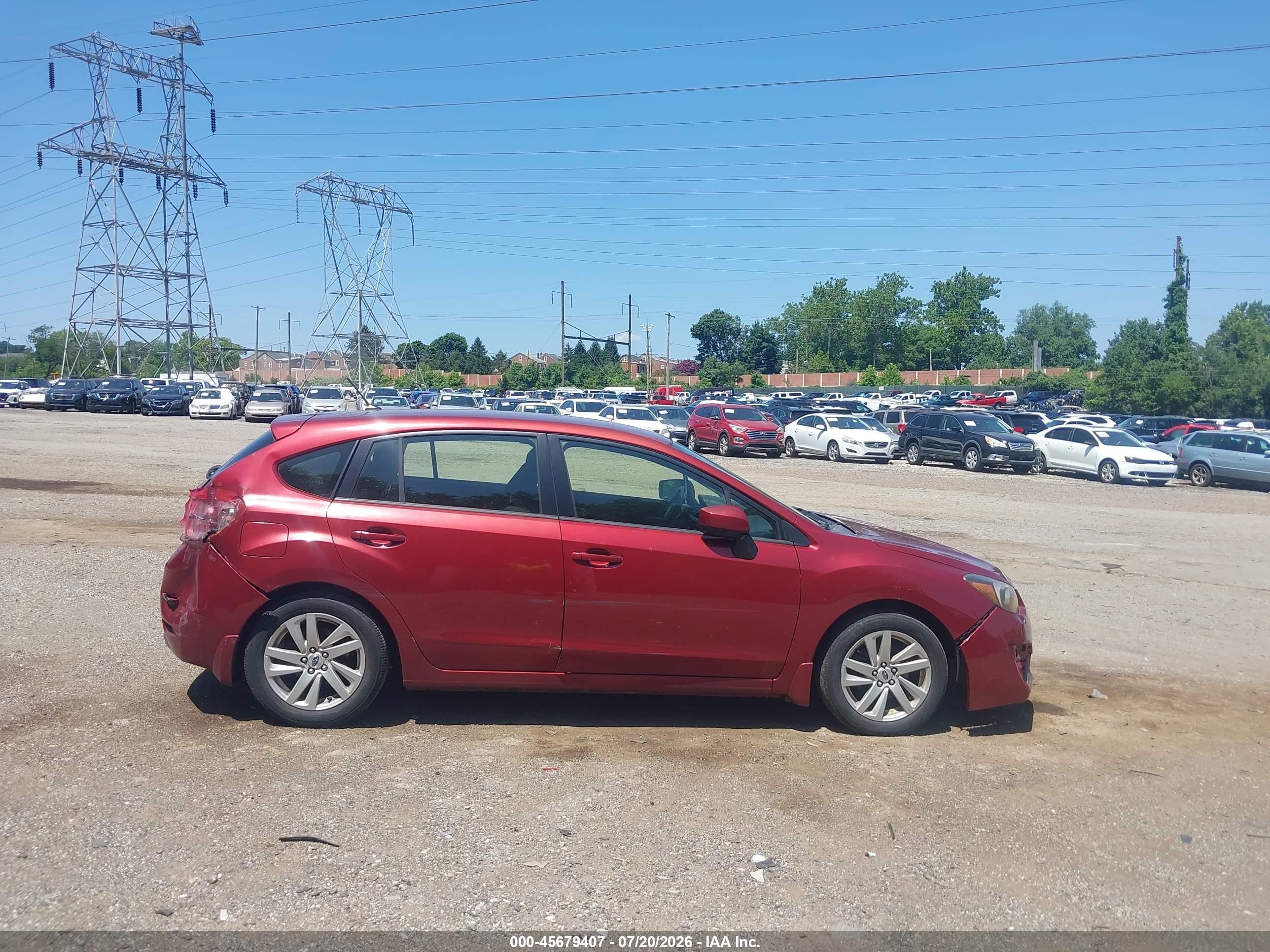 2015 Subaru Impreza 2.0i Premium Burgundy vin: JF1GPAC64F8205367