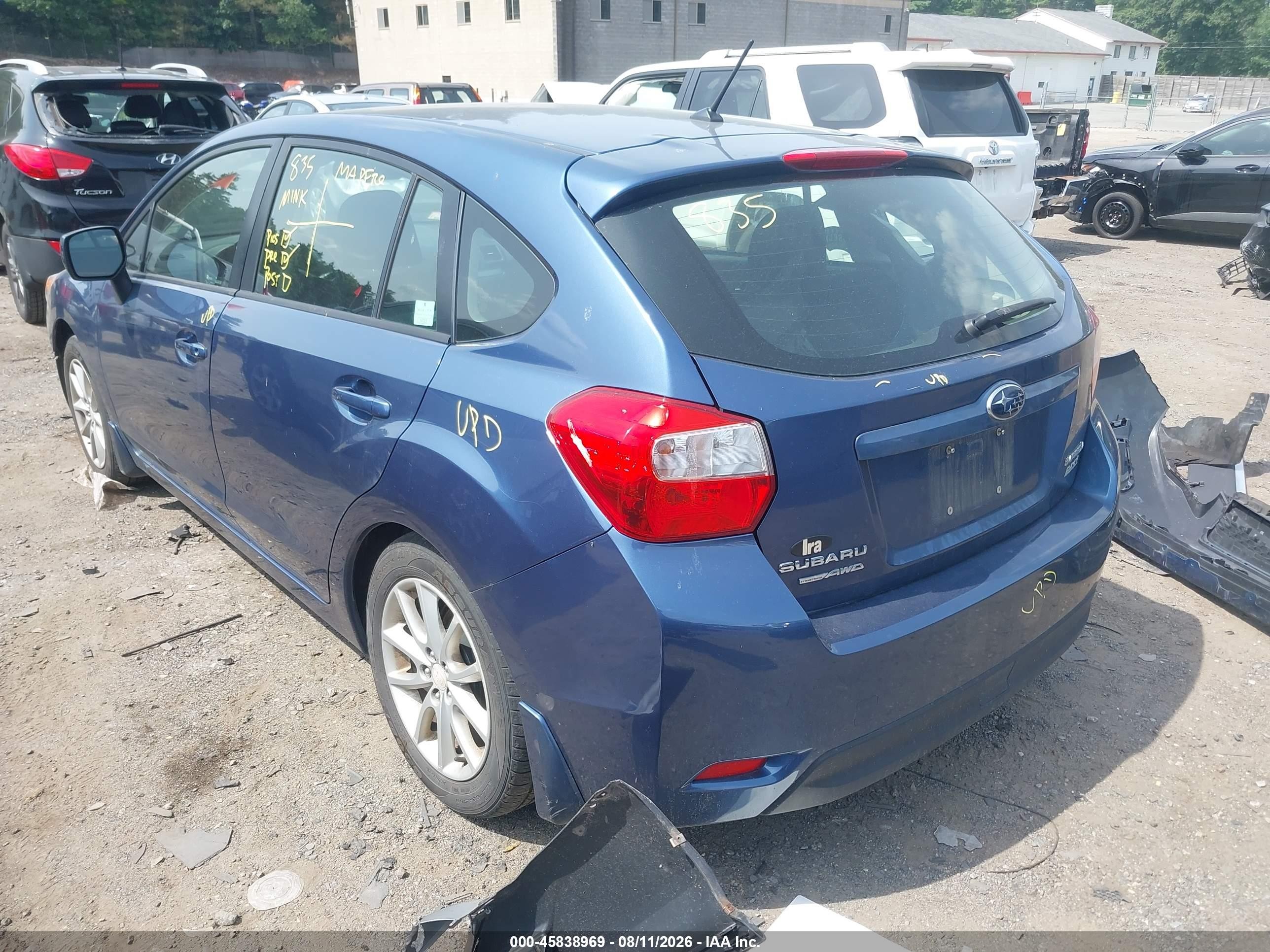 2012 Subaru Impreza 2.0i Premium Light Blue vin: JF1GPAC65CH201288