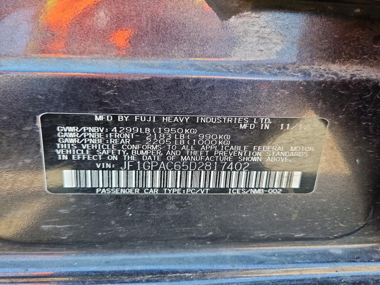 2013 Subaru Impreza Premium Gray vin: JF1GPAC65D2817402