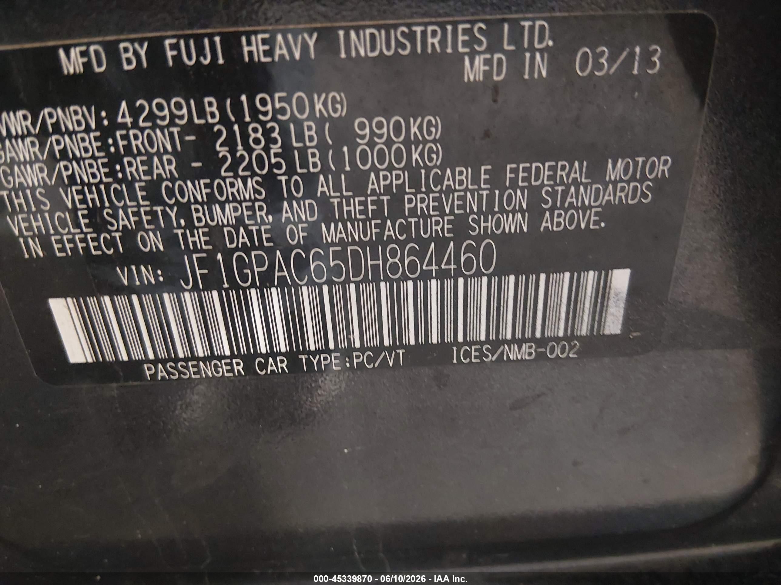 2013 Subaru Impreza 2.0i Premium Серый vin: JF1GPAC65DH864460