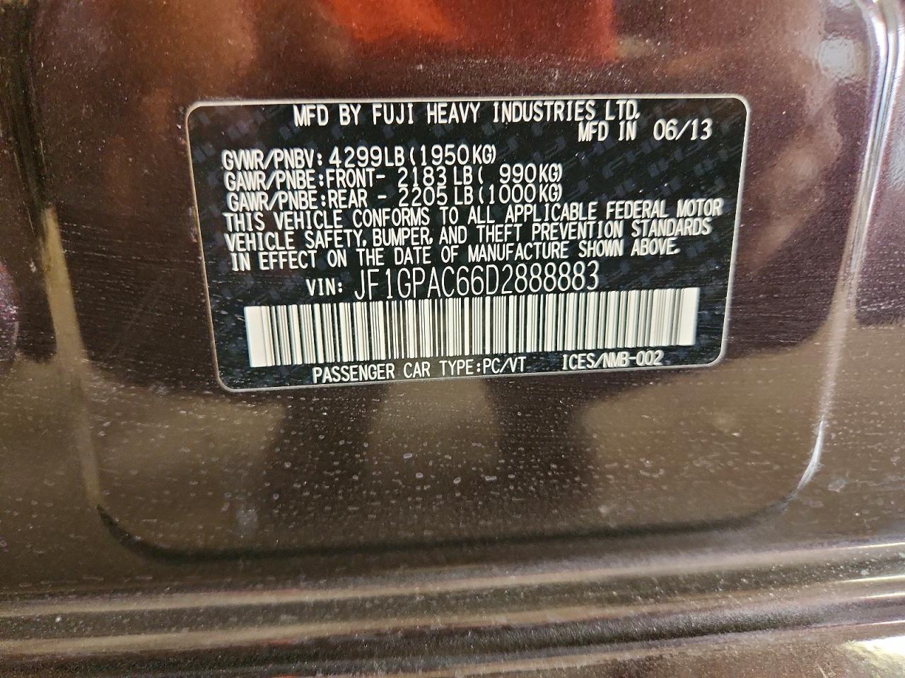 2013 Subaru Impreza Premium Maroon vin: JF1GPAC66D2888883