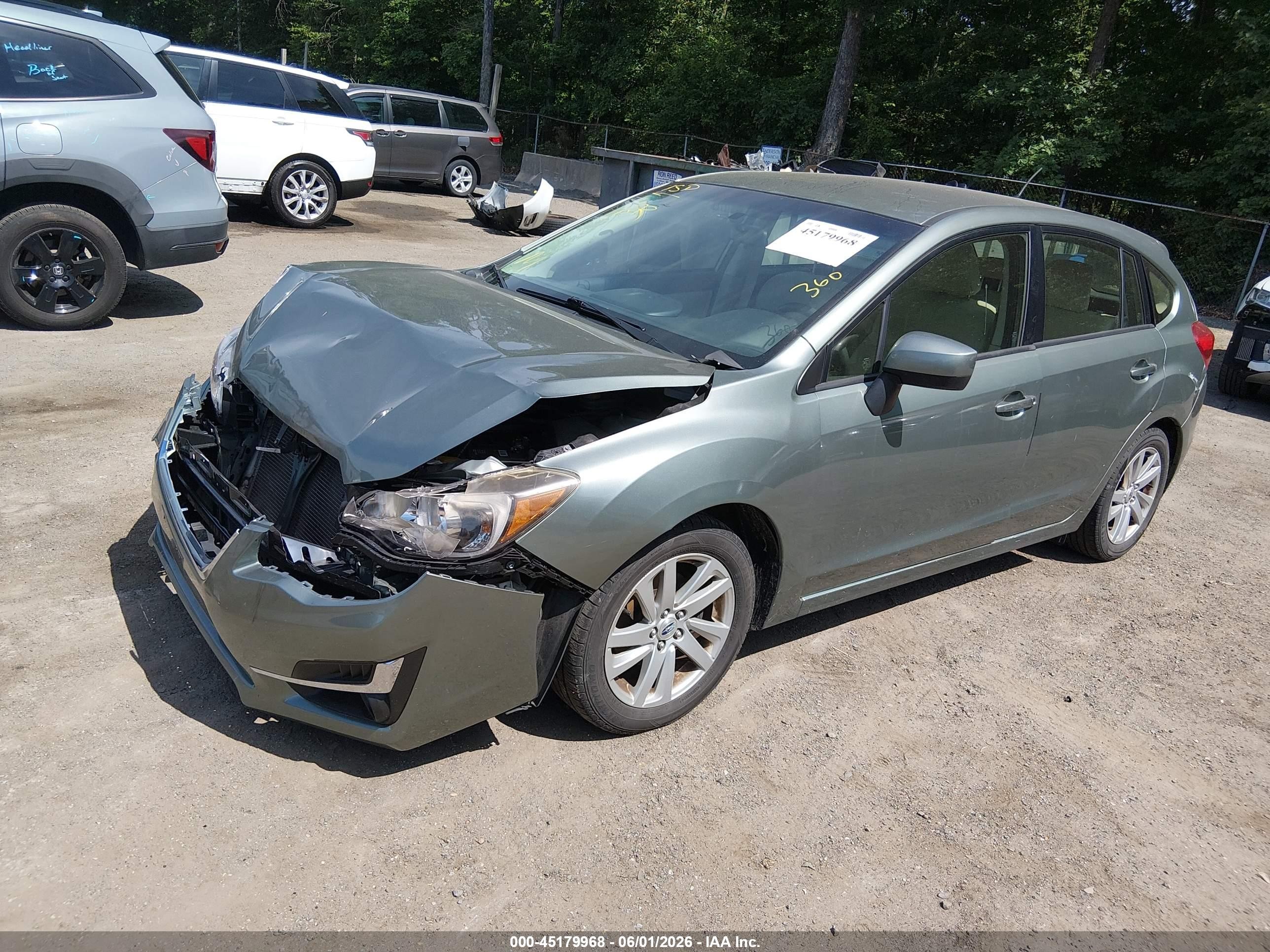 2015 Subaru Impreza 2.0i Premium Green vin: JF1GPAC67FH259116