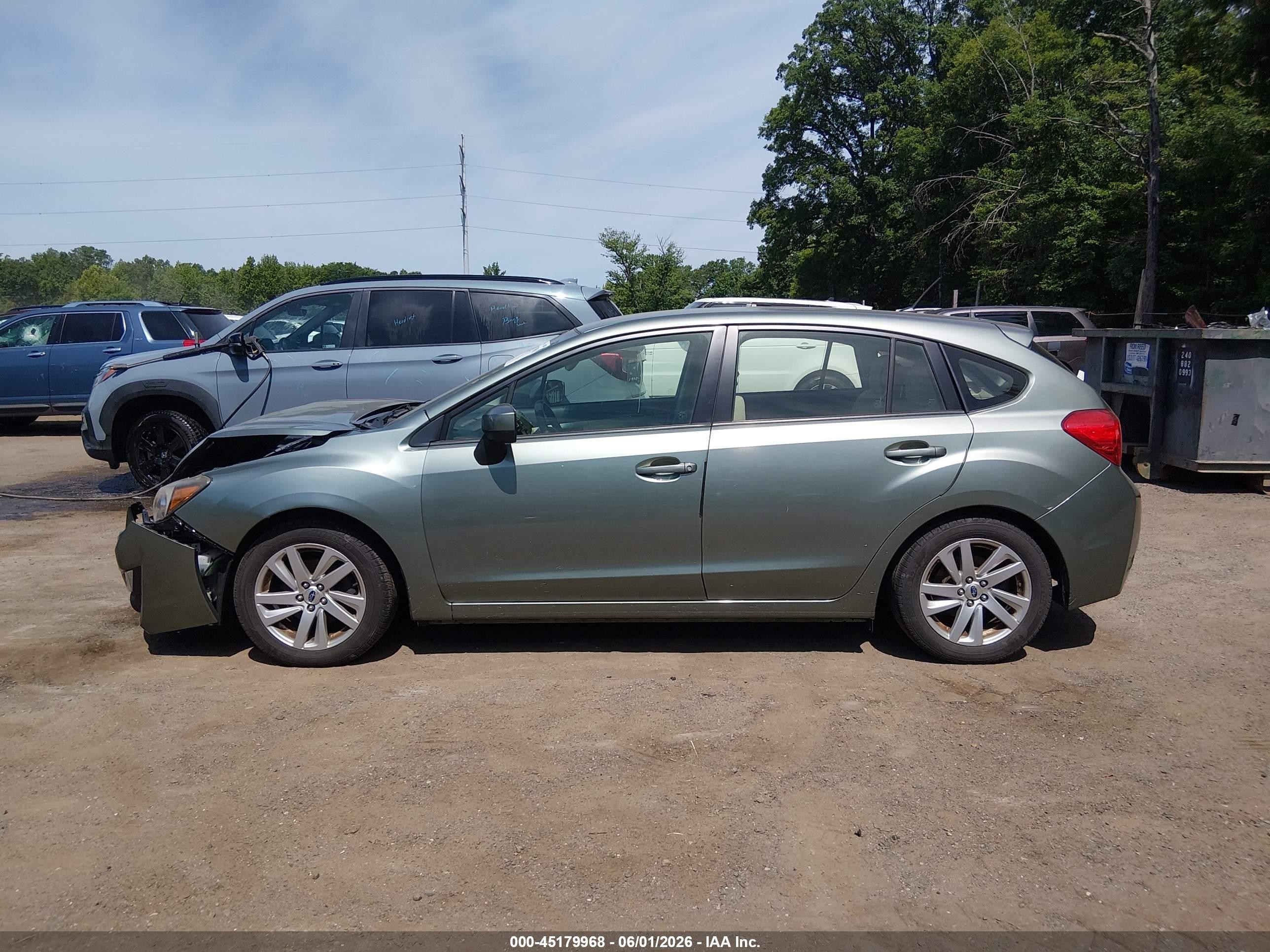 2015 Subaru Impreza 2.0i Premium Green vin: JF1GPAC67FH259116