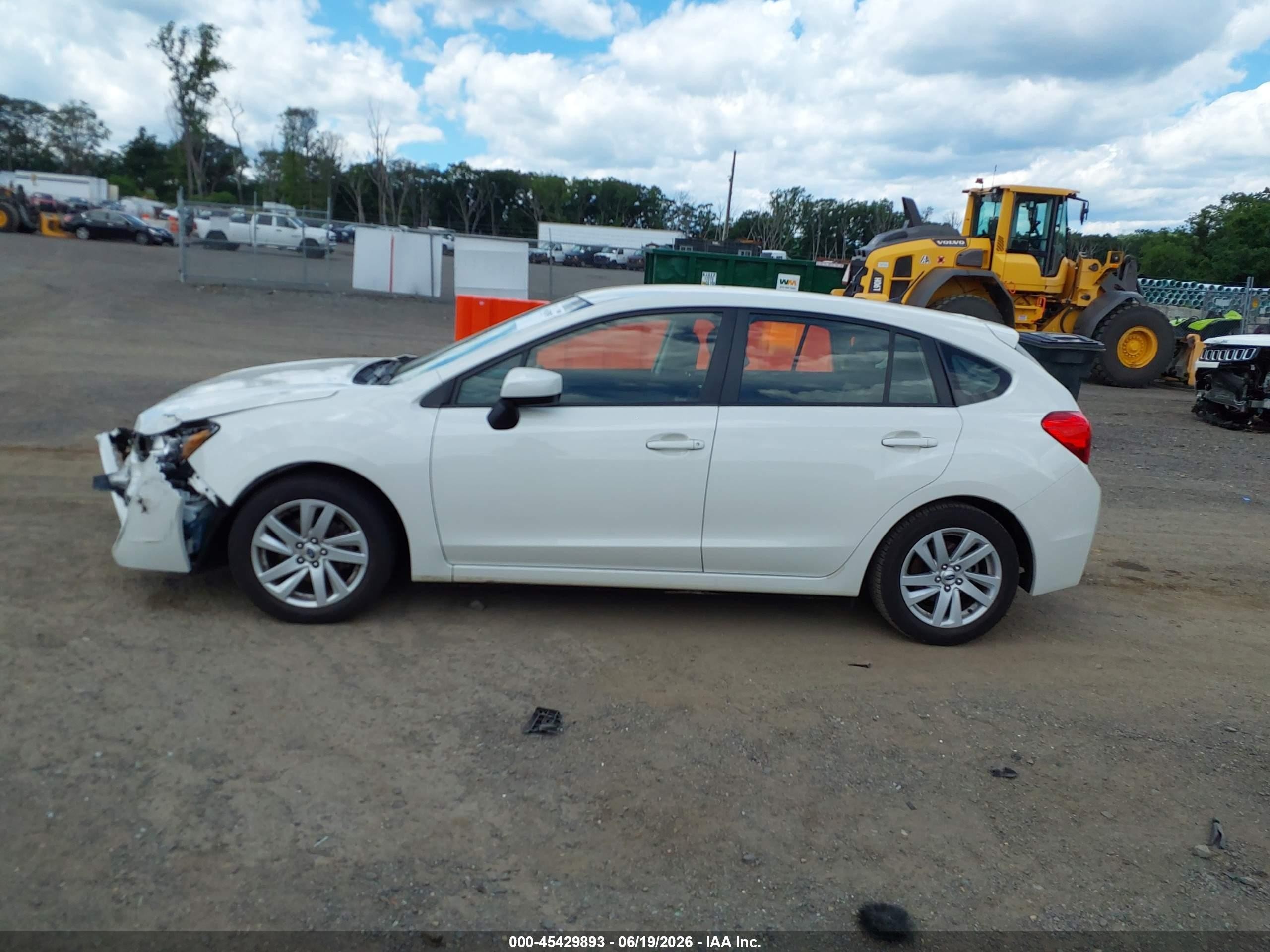 2015 Subaru Impreza 2.0i Premium White vin: JF1GPAC68F8223614