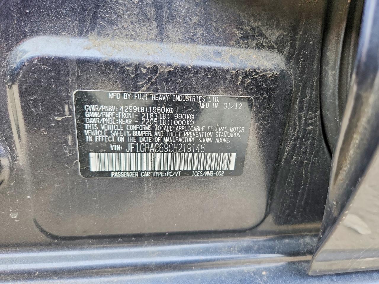 2012 Subaru Impreza Premium Gray vin: JF1GPAC69CH219146