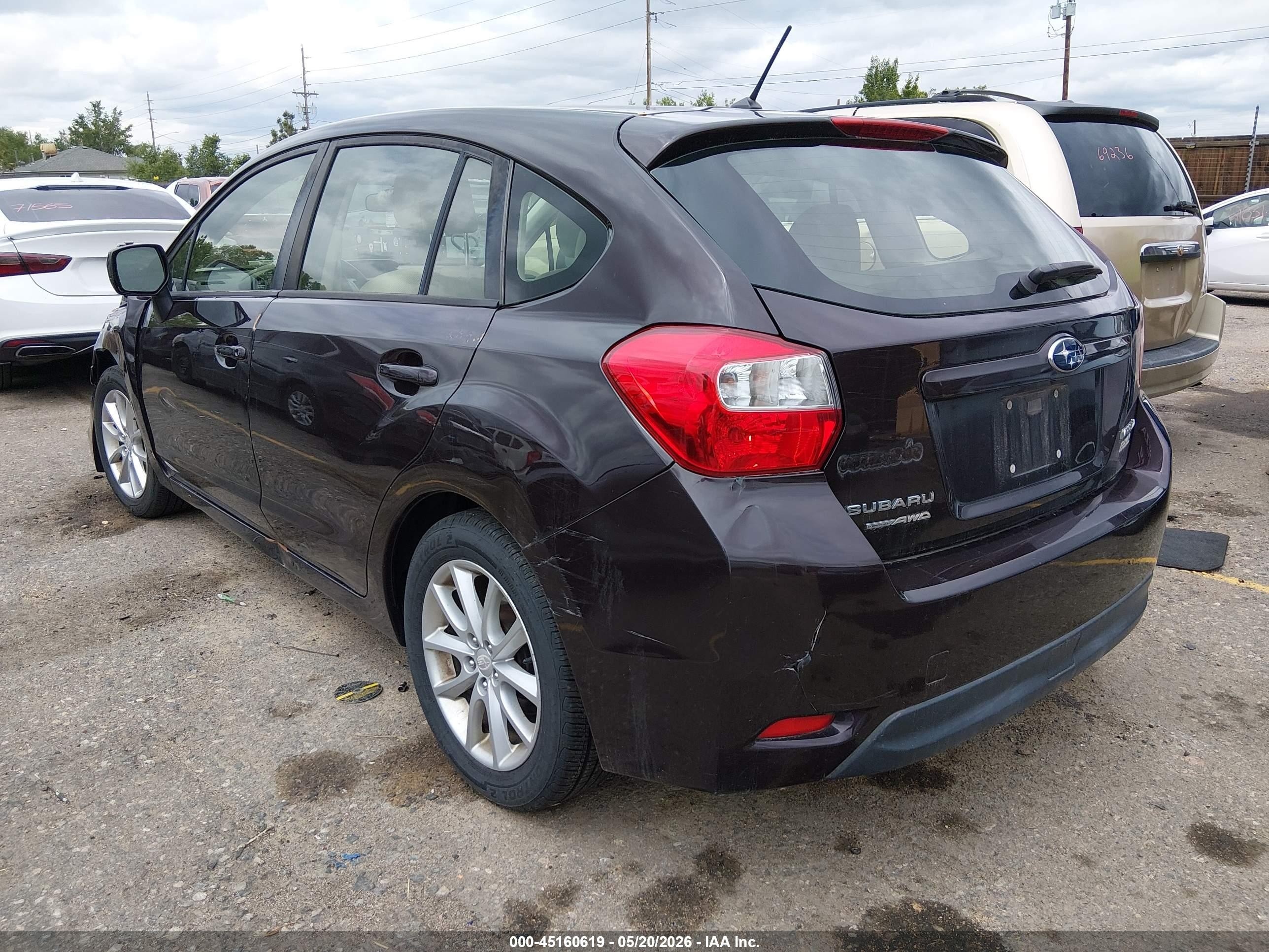 2013 Subaru Impreza 2.0i Premium Burgundy vin: JF1GPAC69D2873097