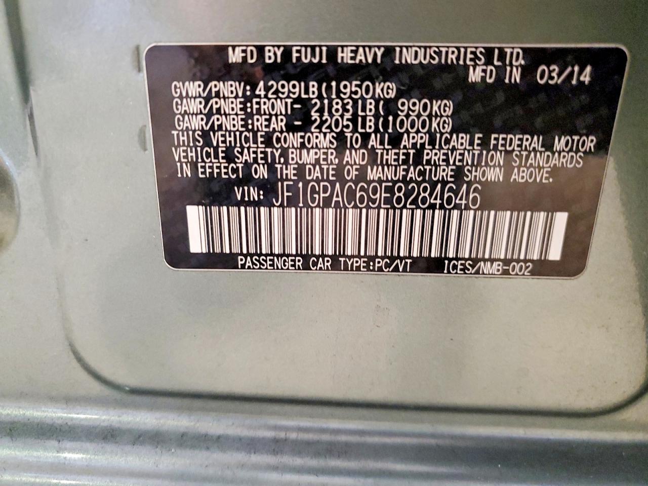 2014 Subaru Impreza Premium Silver vin: JF1GPAC69E8284646