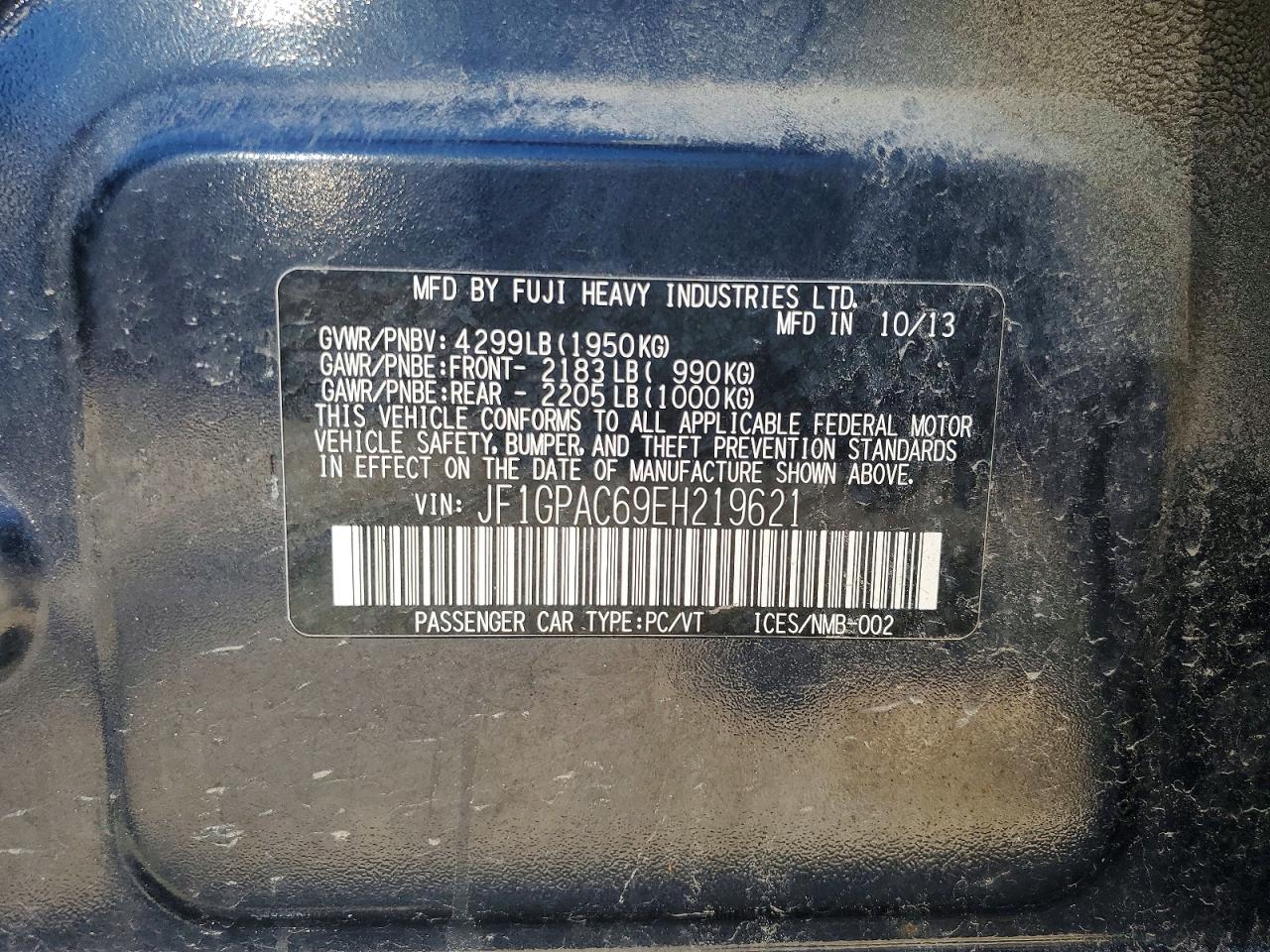 2014 Subaru Impreza Premium Blue vin: JF1GPAC69EH219621