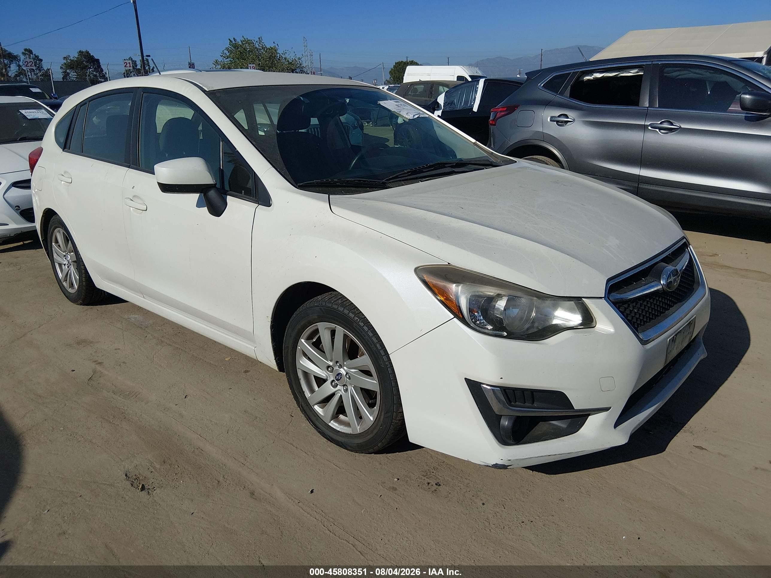 2015 Subaru Impreza 2.0i Premium White vin: JF1GPAC69F8305934