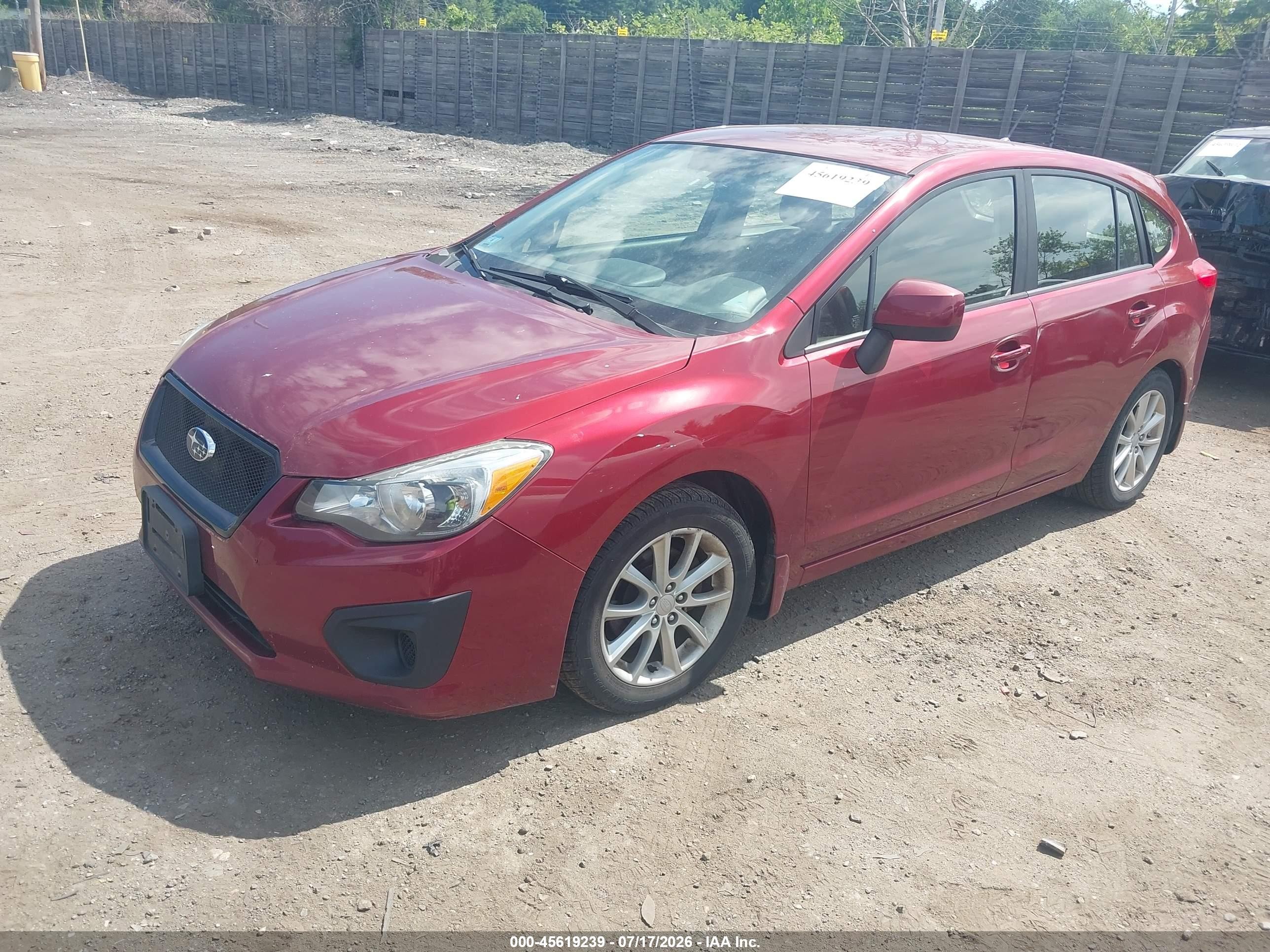 2013 Subaru Impreza 2.0i Premium Red vin: JF1GPAC6XD2217684