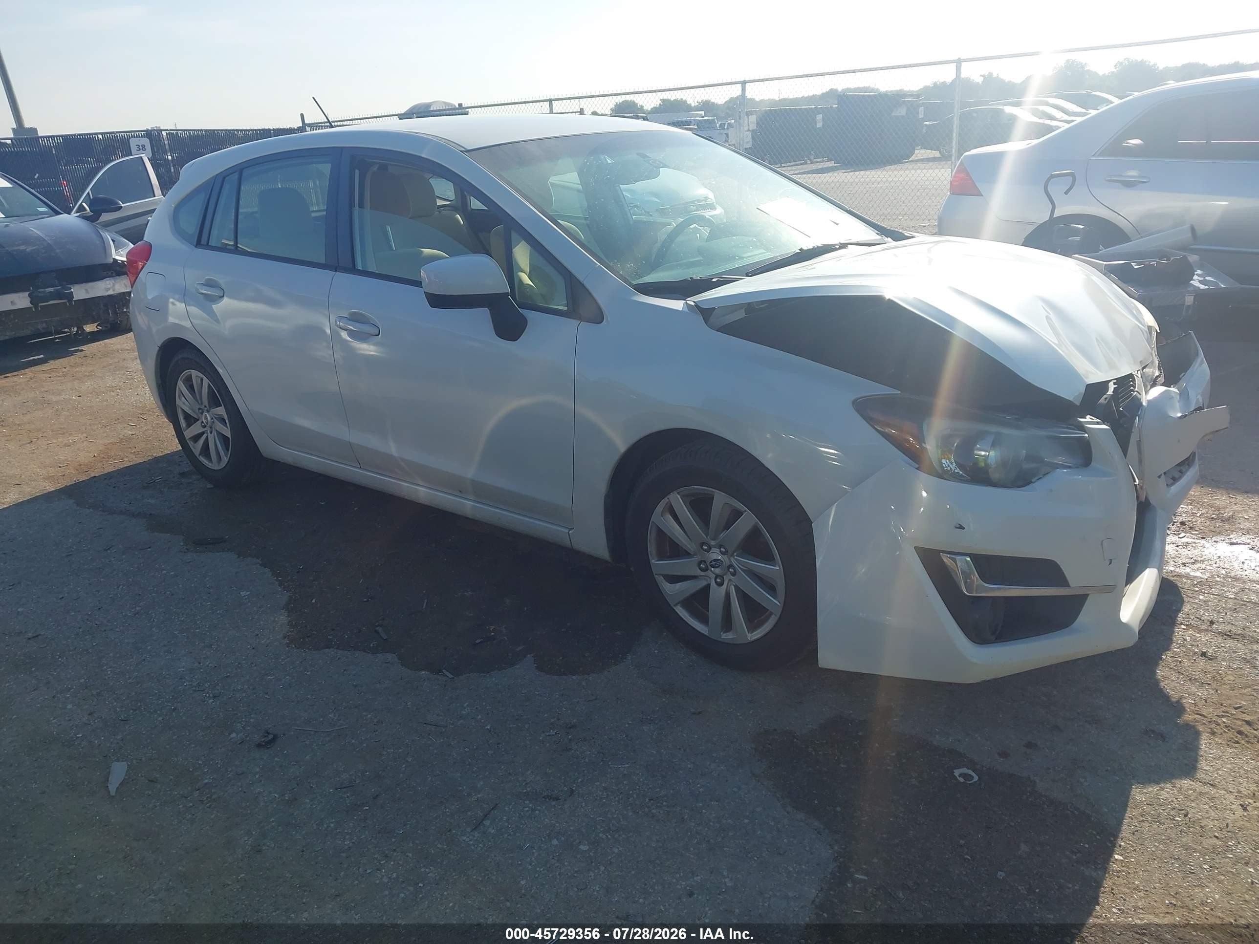 2015 Subaru Impreza 2.0i Premium White vin: JF1GPAC6XFH324623