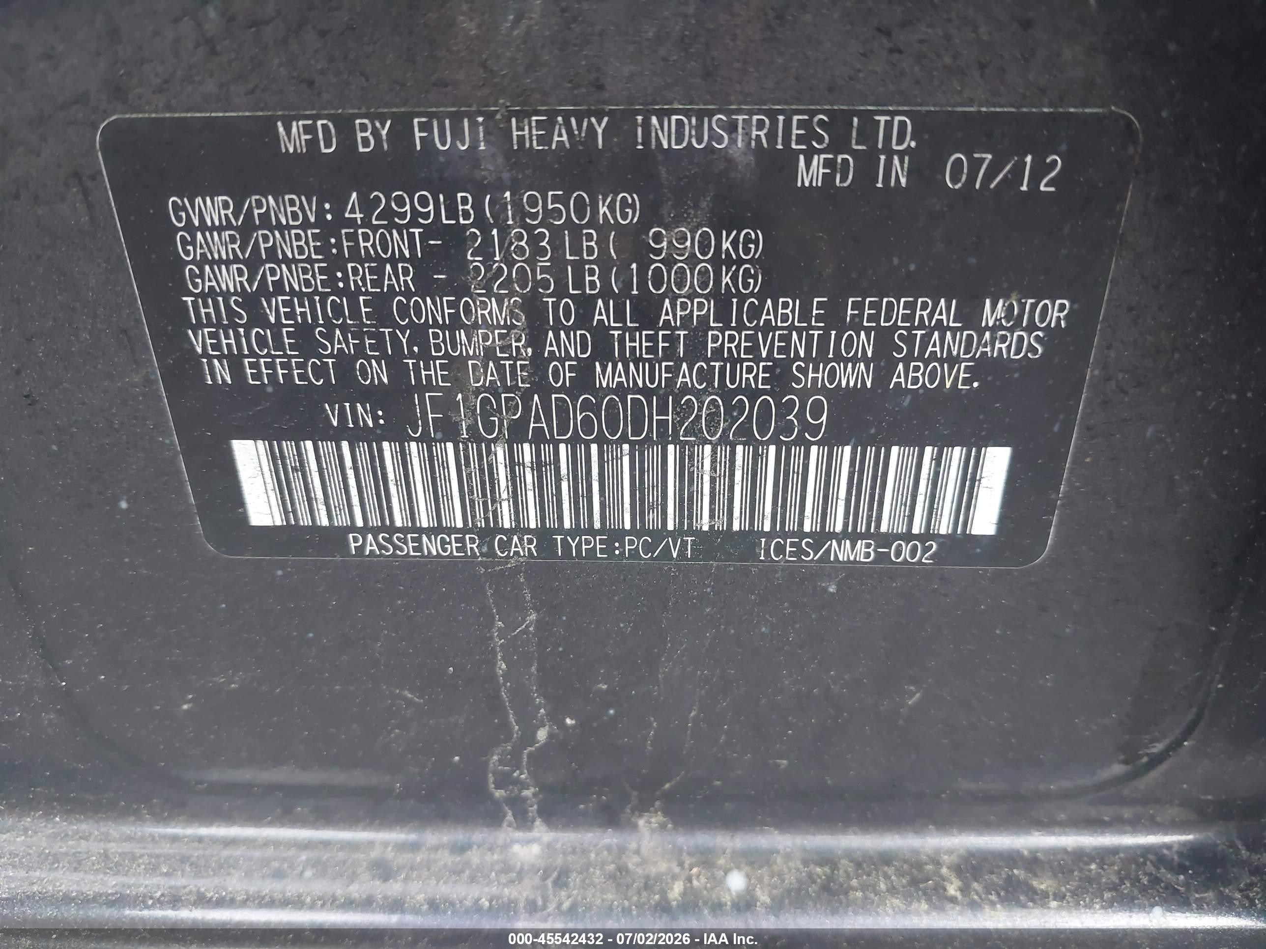2013 Subaru Impreza 2.0i Premium Gray vin: JF1GPAD60DH202039