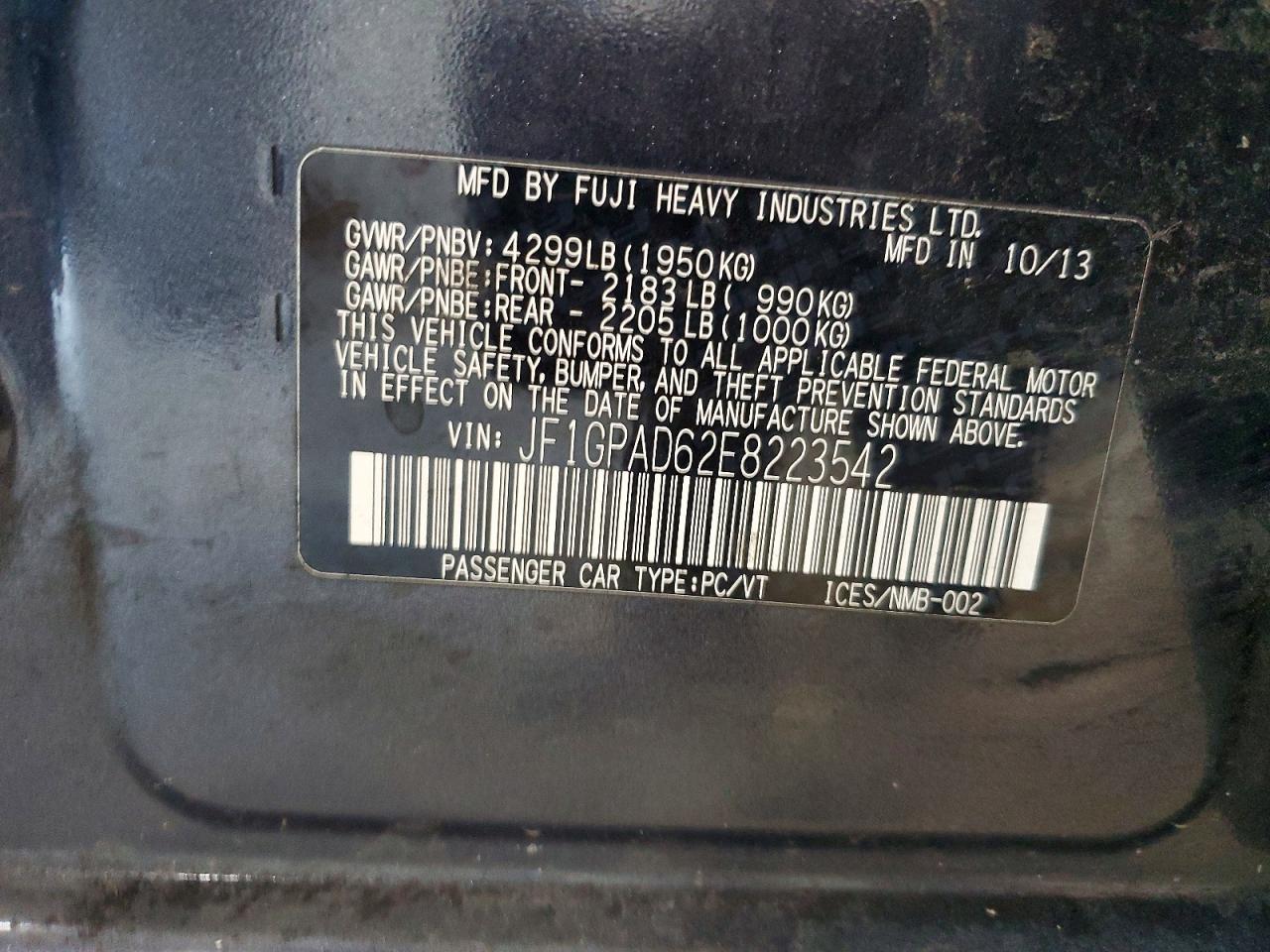 2014 Subaru Impreza Premium Charcoal vin: JF1GPAD62E8223542
