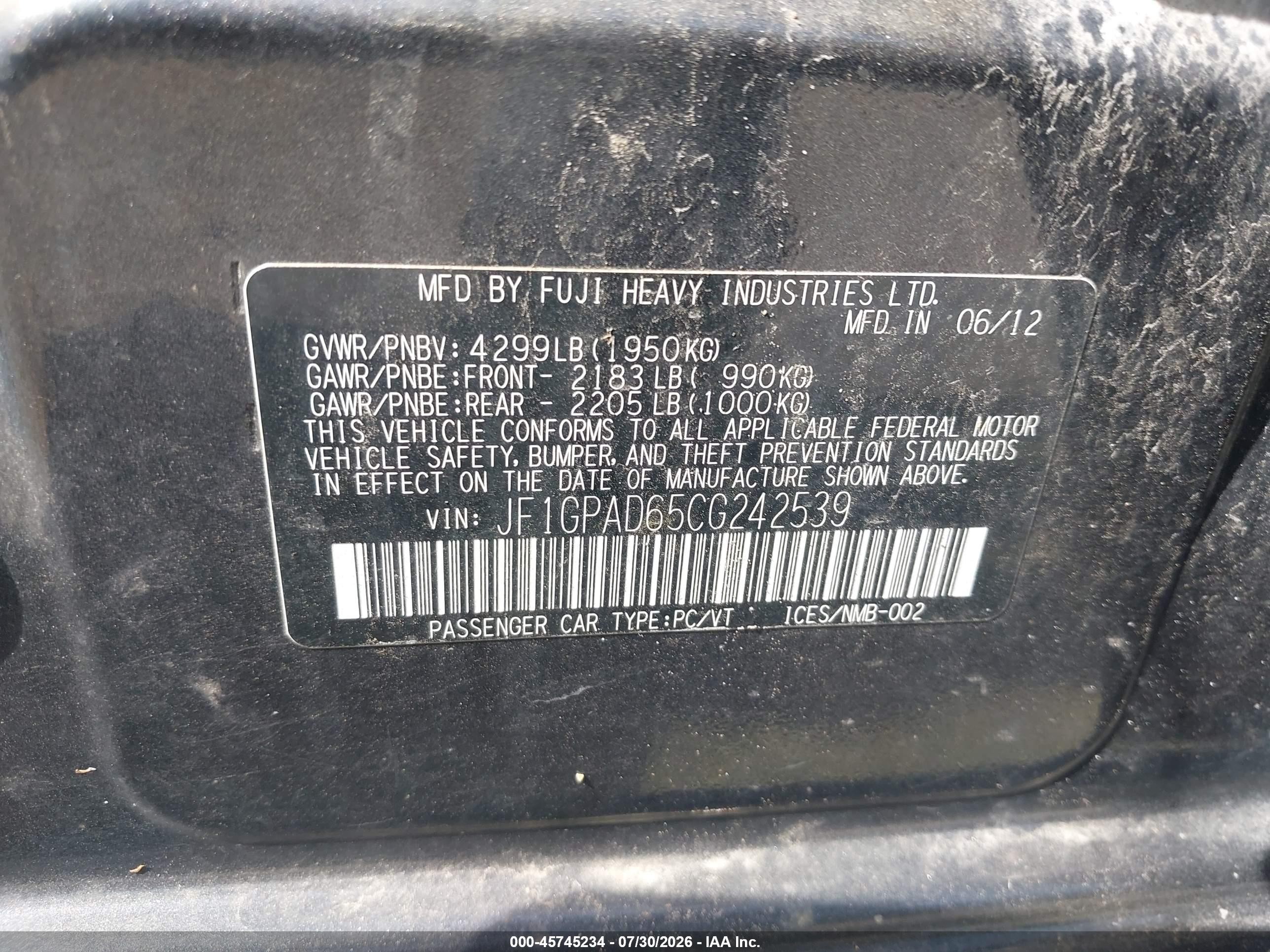 2012 Subaru Impreza 2.0i Premium Gray vin: JF1GPAD65CG242539