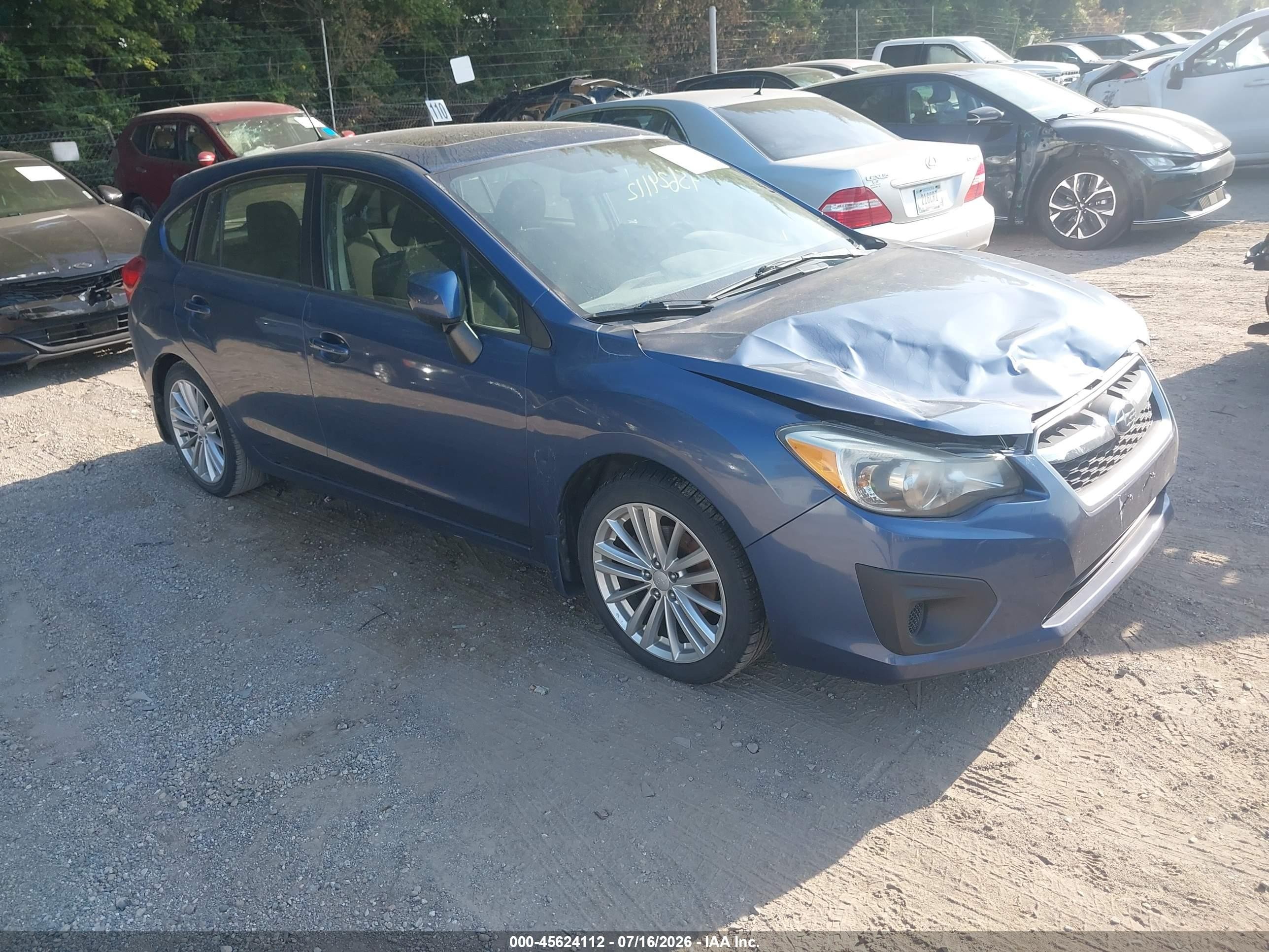 2013 Subaru Impreza 2.0i Premium Blue vin: JF1GPAD67D2218533