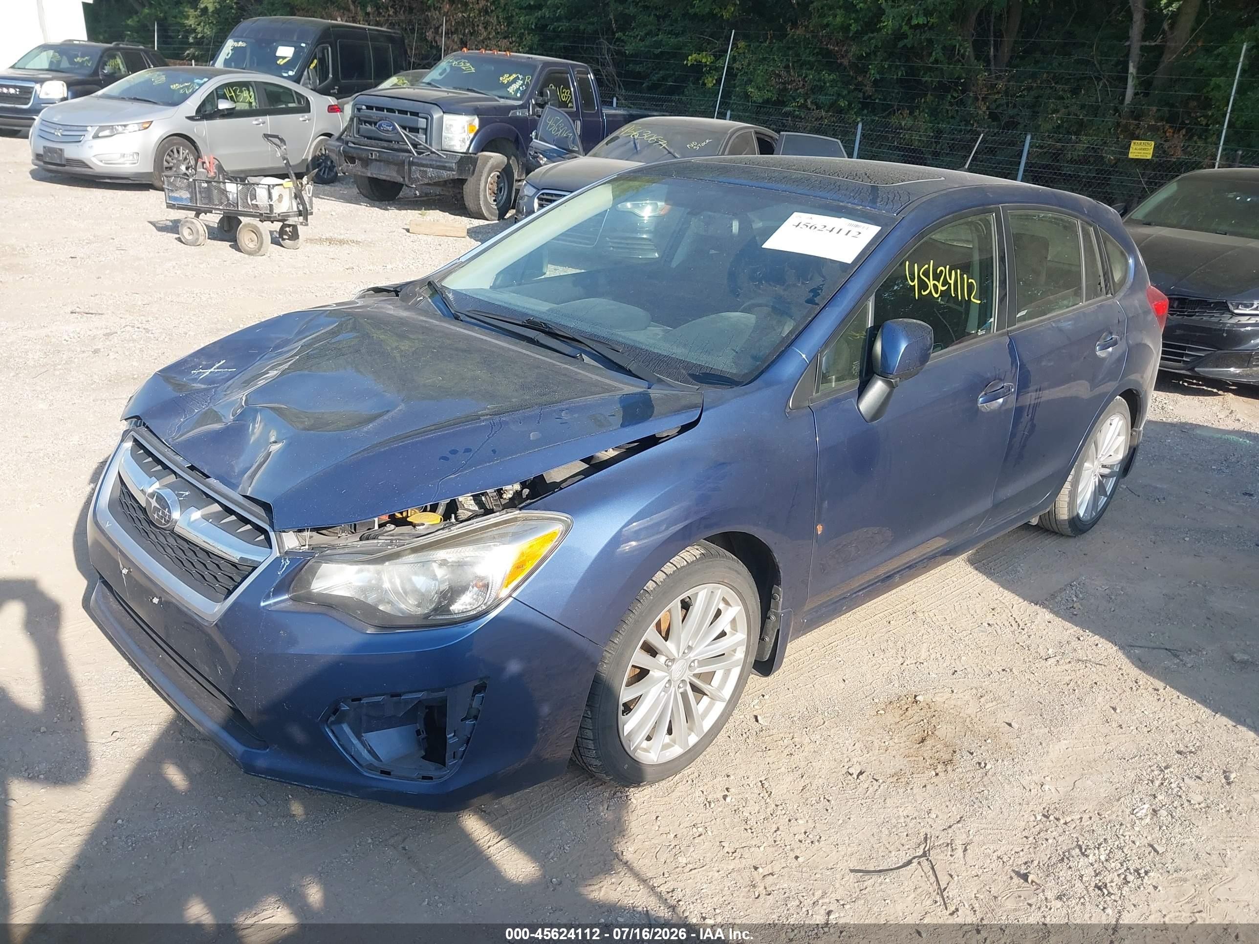 2013 Subaru Impreza 2.0i Premium Blue vin: JF1GPAD67D2218533
