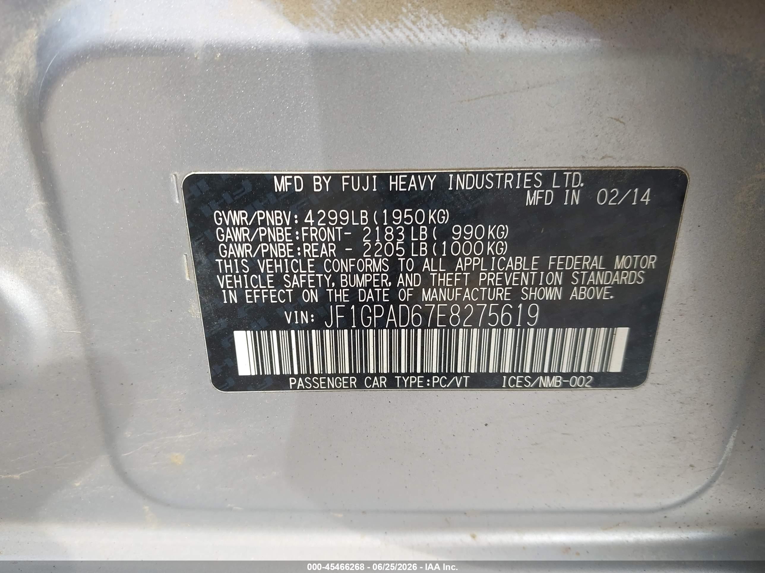 2014 Subaru Impreza 2.0i Premium Silver vin: JF1GPAD67E8275619