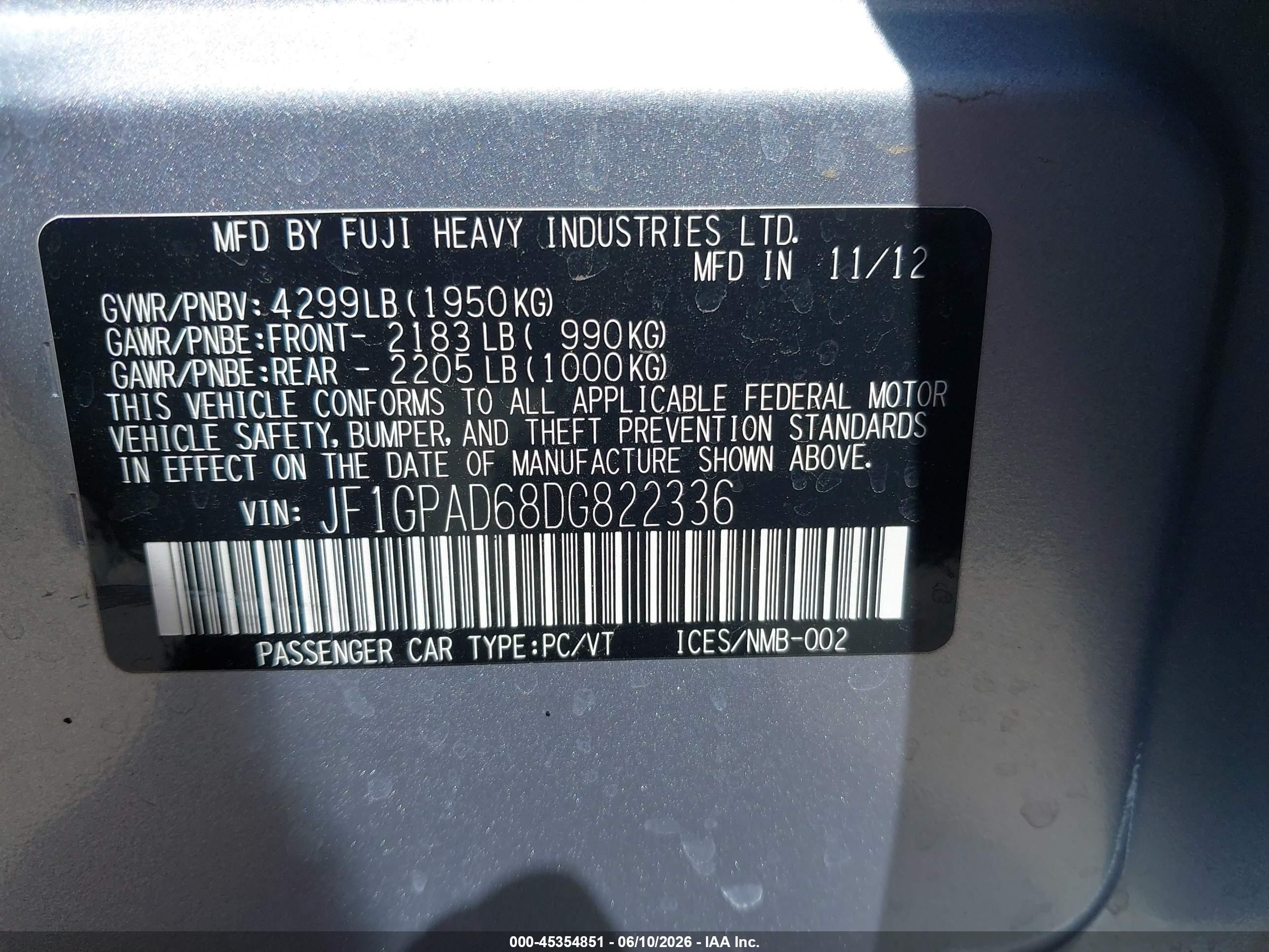 2013 Subaru Impreza 2.0i Premium Gray vin: JF1GPAD68DG822336
