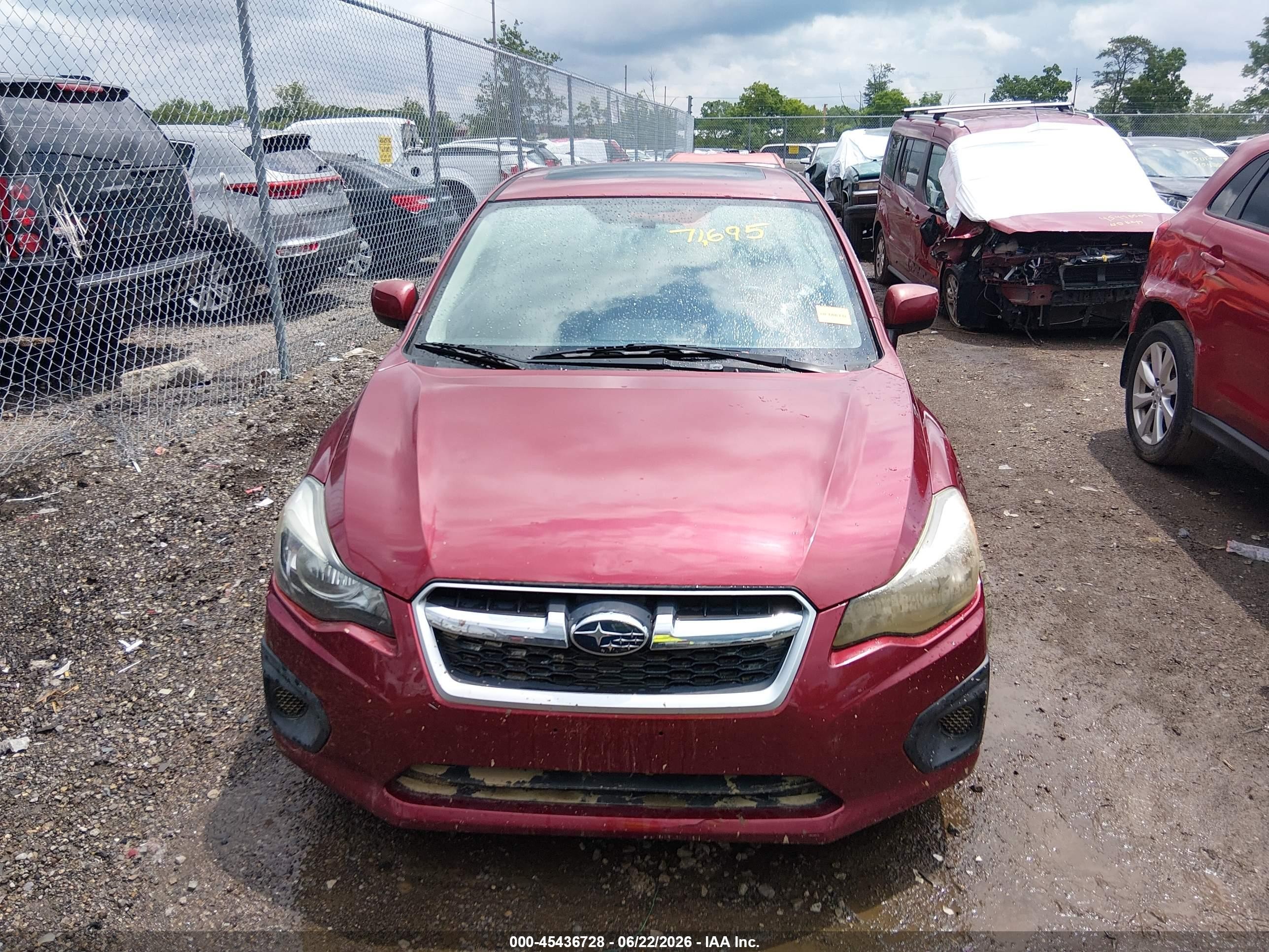 2014 Subaru Impreza 2.0i Premium Burgundy vin: JF1GPAD68EH320051