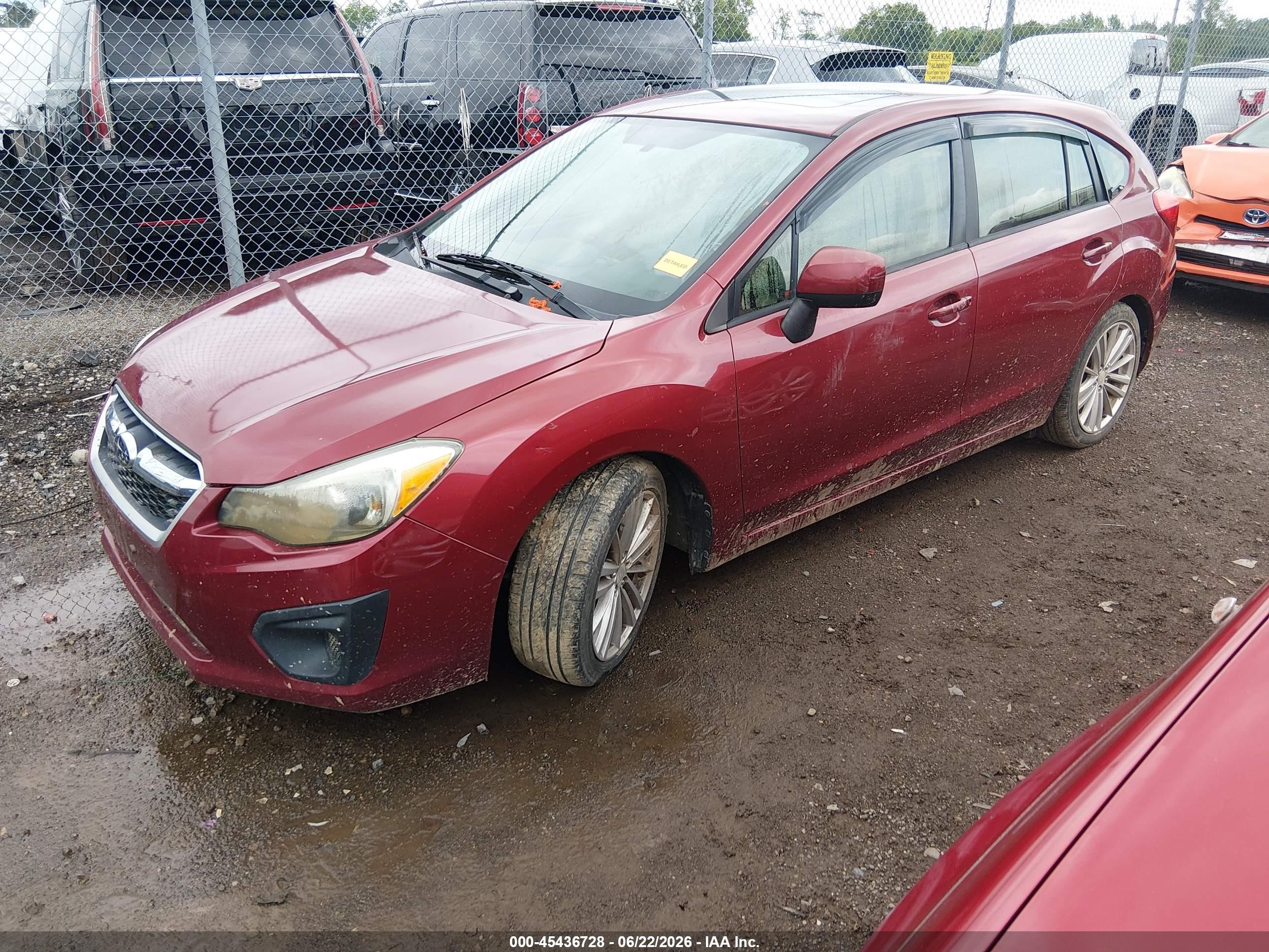 2014 Subaru Impreza 2.0i Premium Burgundy vin: JF1GPAD68EH320051