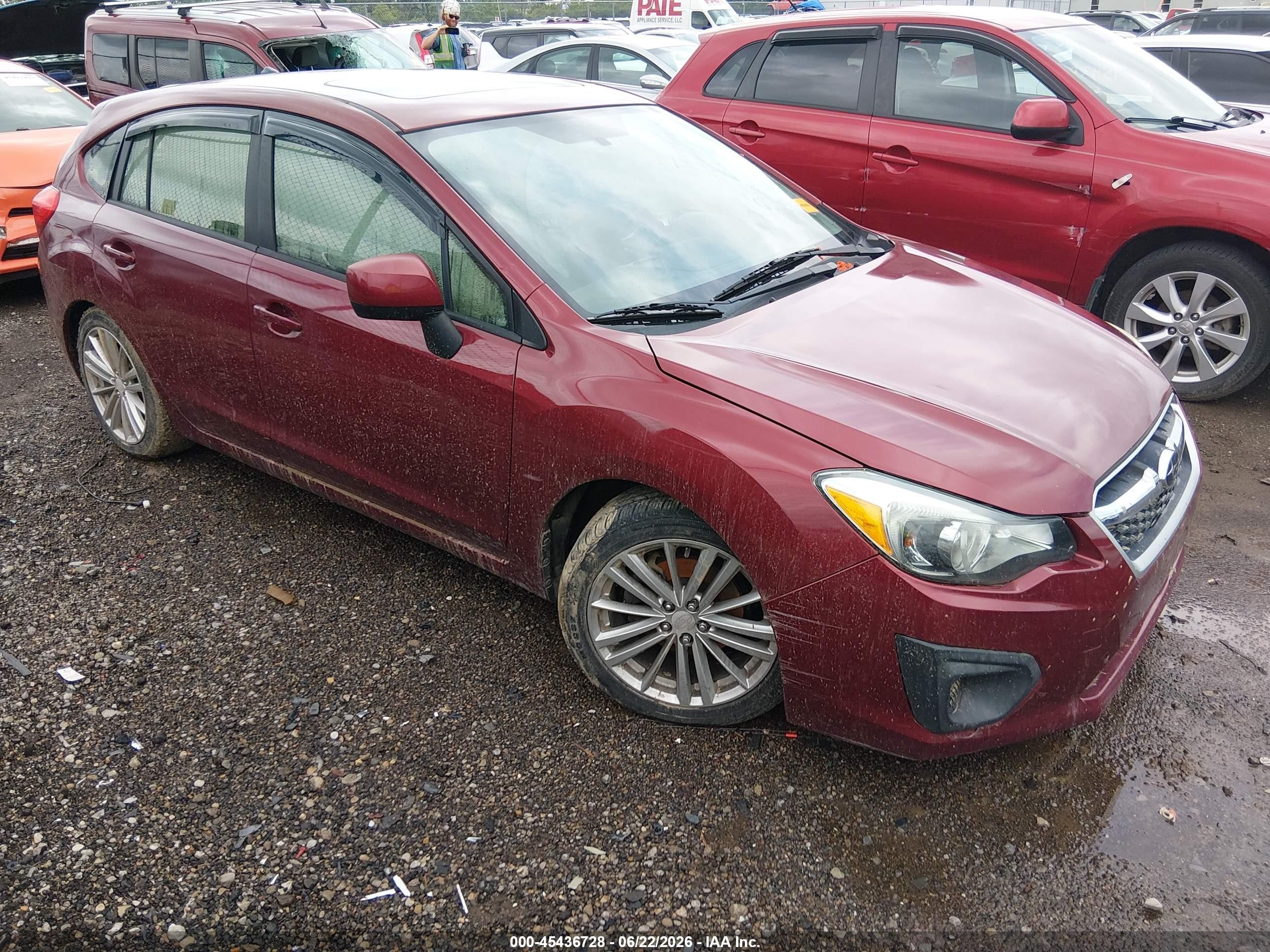 2014 Subaru Impreza 2.0i Premium Burgundy vin: JF1GPAD68EH320051