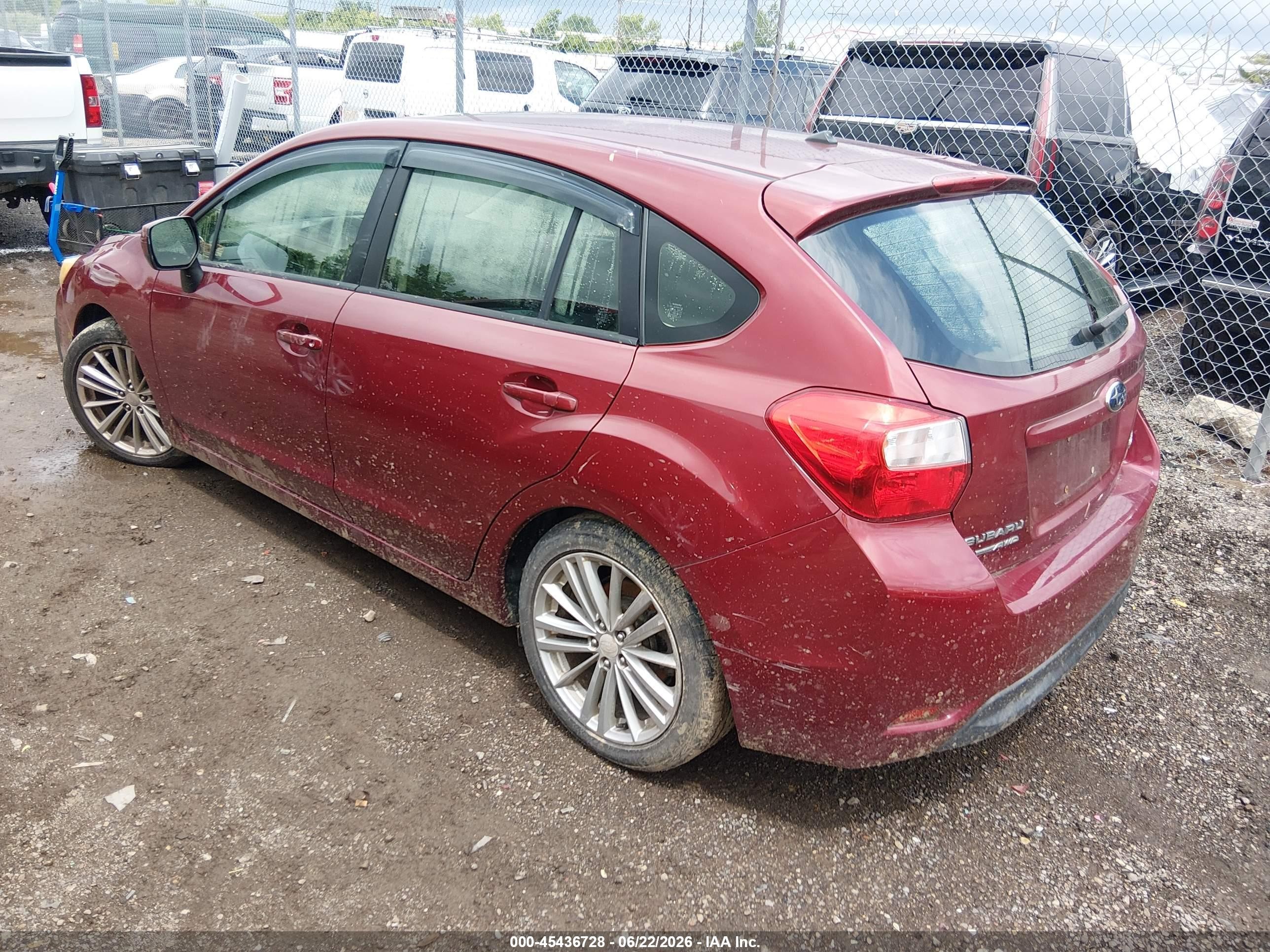 2014 Subaru Impreza 2.0i Premium Burgundy vin: JF1GPAD68EH320051