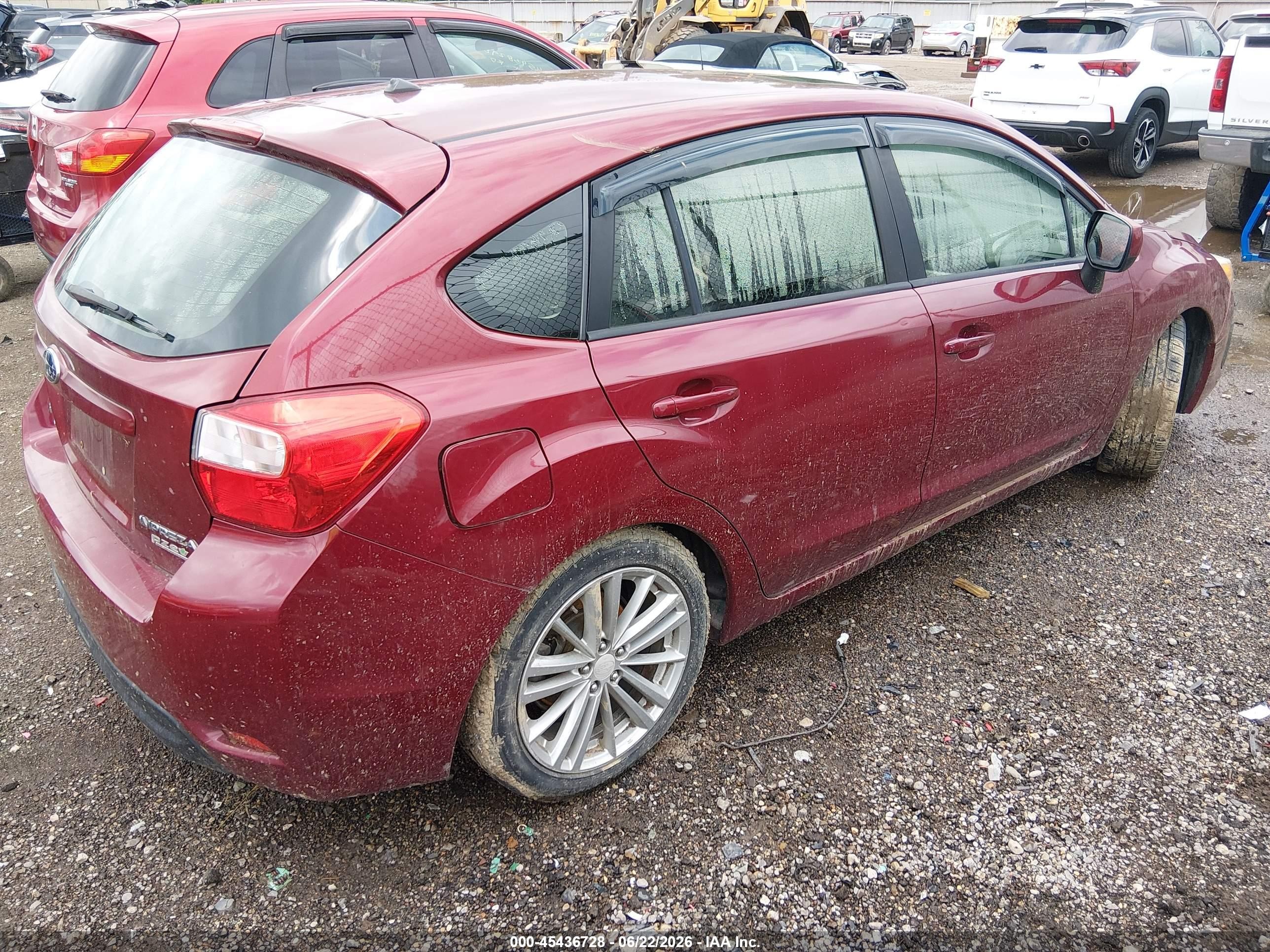 2014 Subaru Impreza 2.0i Premium Burgundy vin: JF1GPAD68EH320051