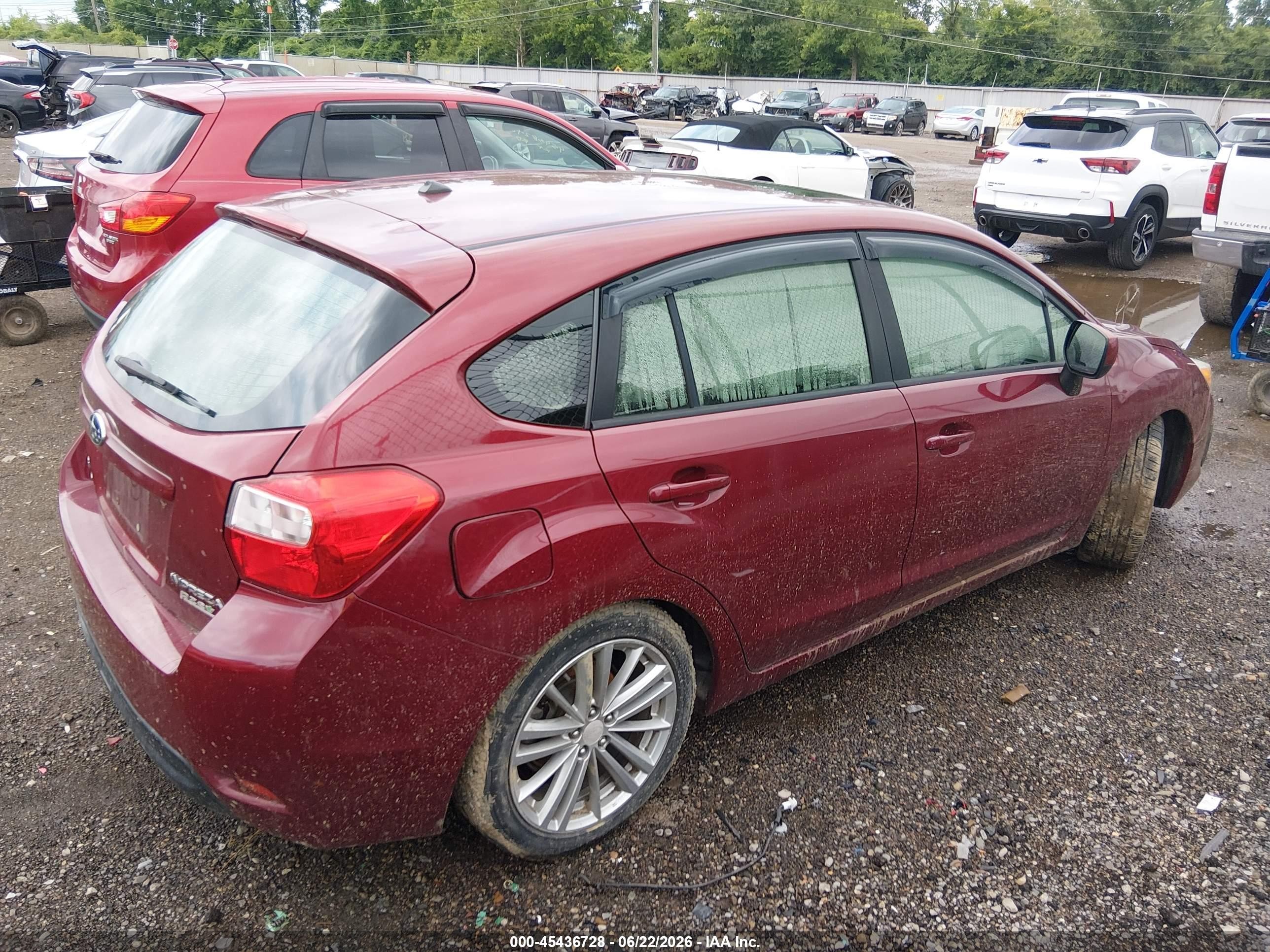 2014 Subaru Impreza 2.0i Premium Burgundy vin: JF1GPAD68EH320051