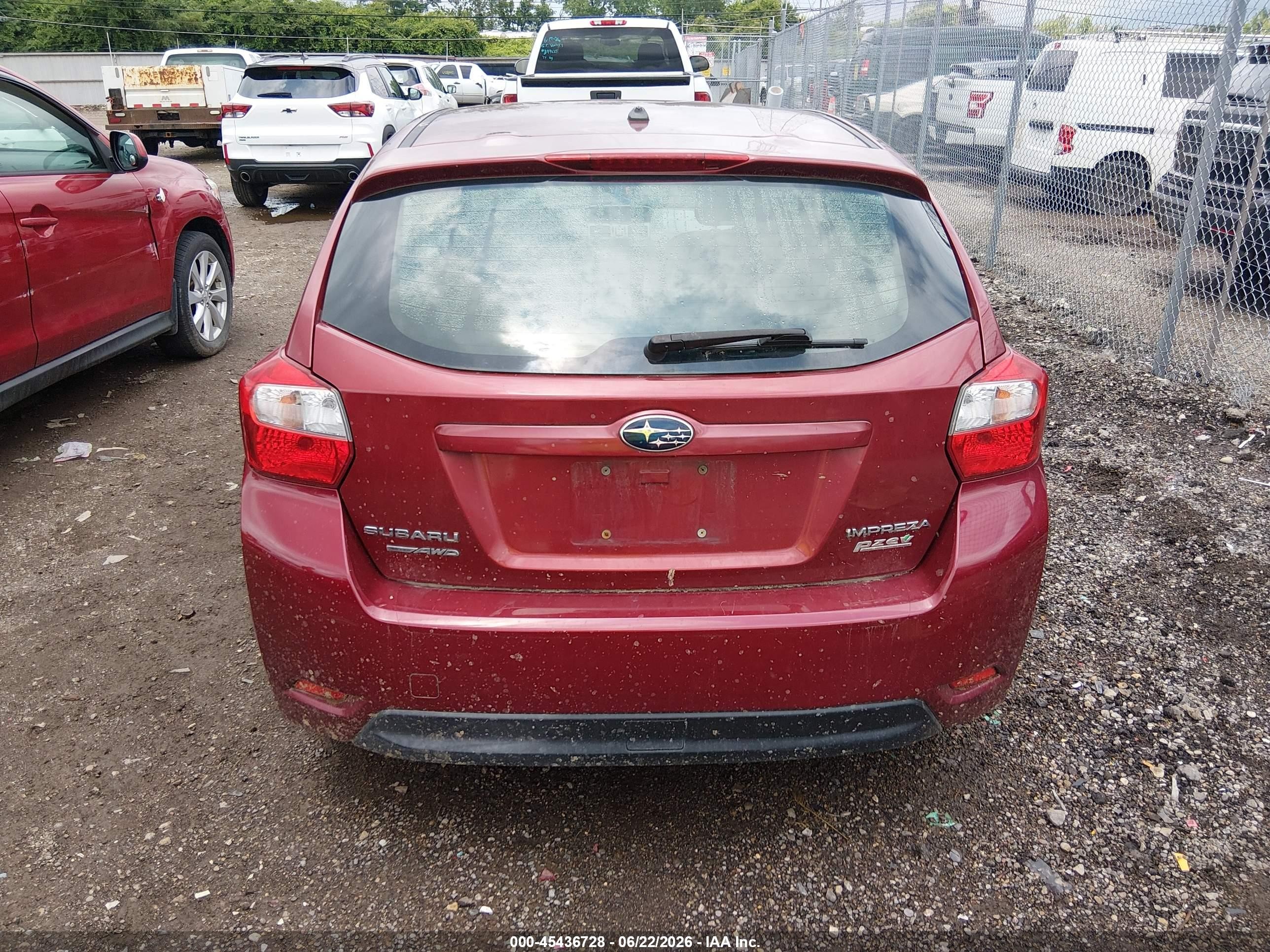 2014 Subaru Impreza 2.0i Premium Burgundy vin: JF1GPAD68EH320051