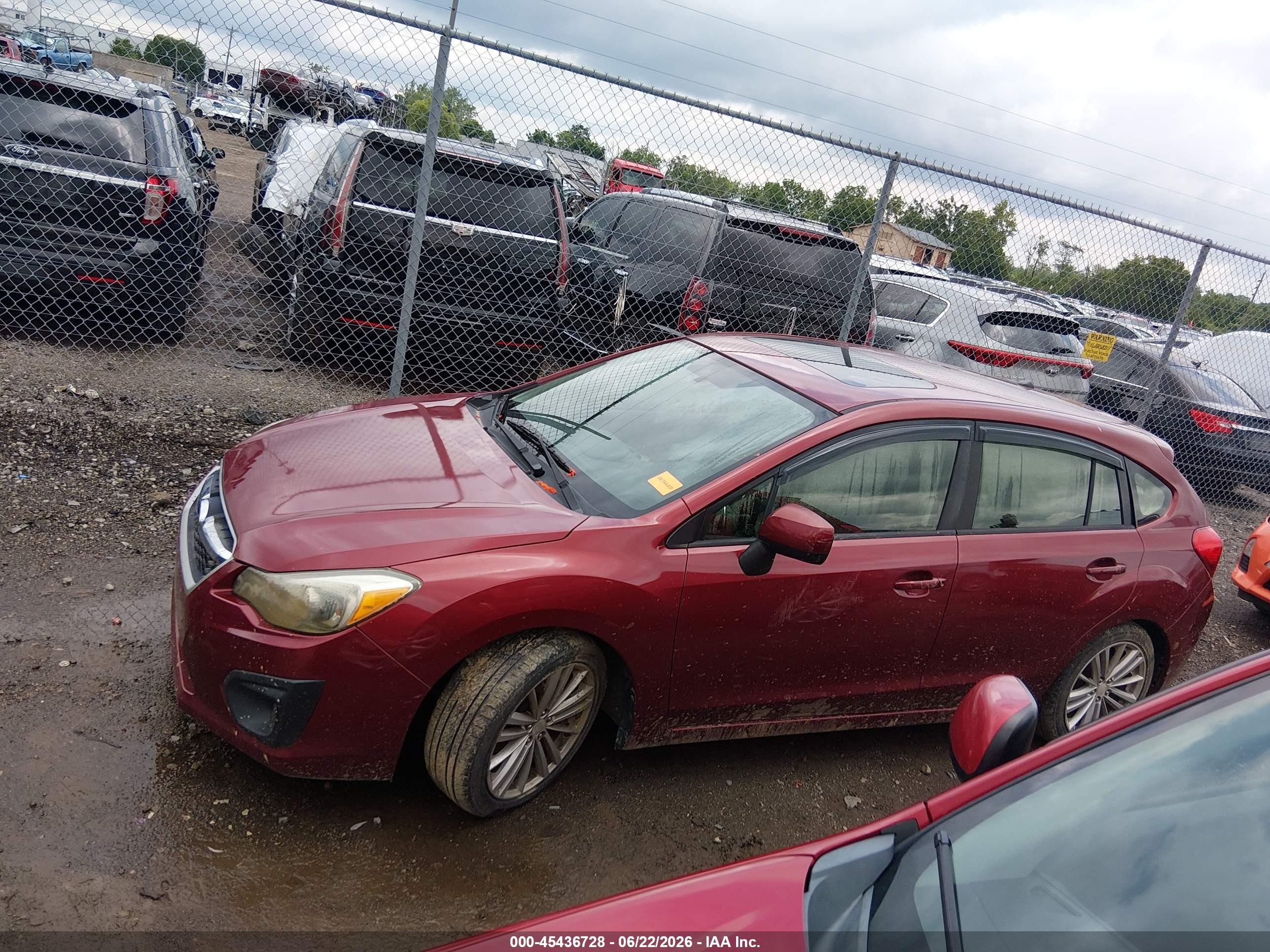 2014 Subaru Impreza 2.0i Premium Burgundy vin: JF1GPAD68EH320051