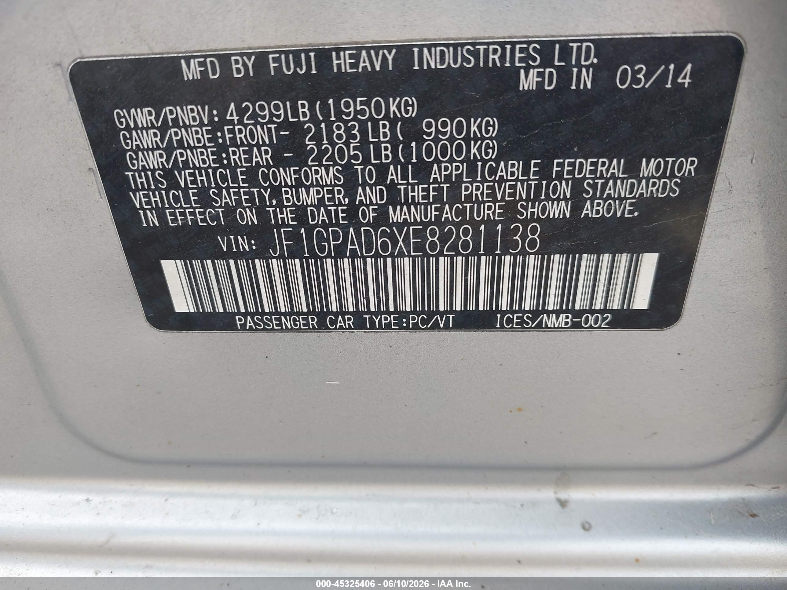 2014 Subaru Impreza 2.0i Premium Silver vin: JF1GPAD6XE8281138