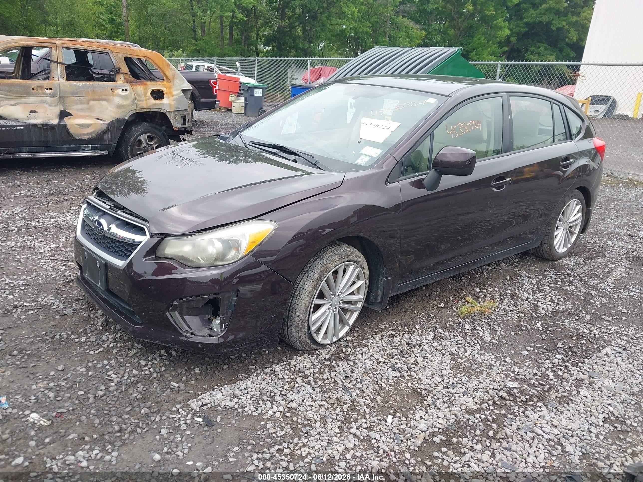 2012 Subaru Impreza 2.0i Premium Maroon vin: JF1GPAF63CH213841